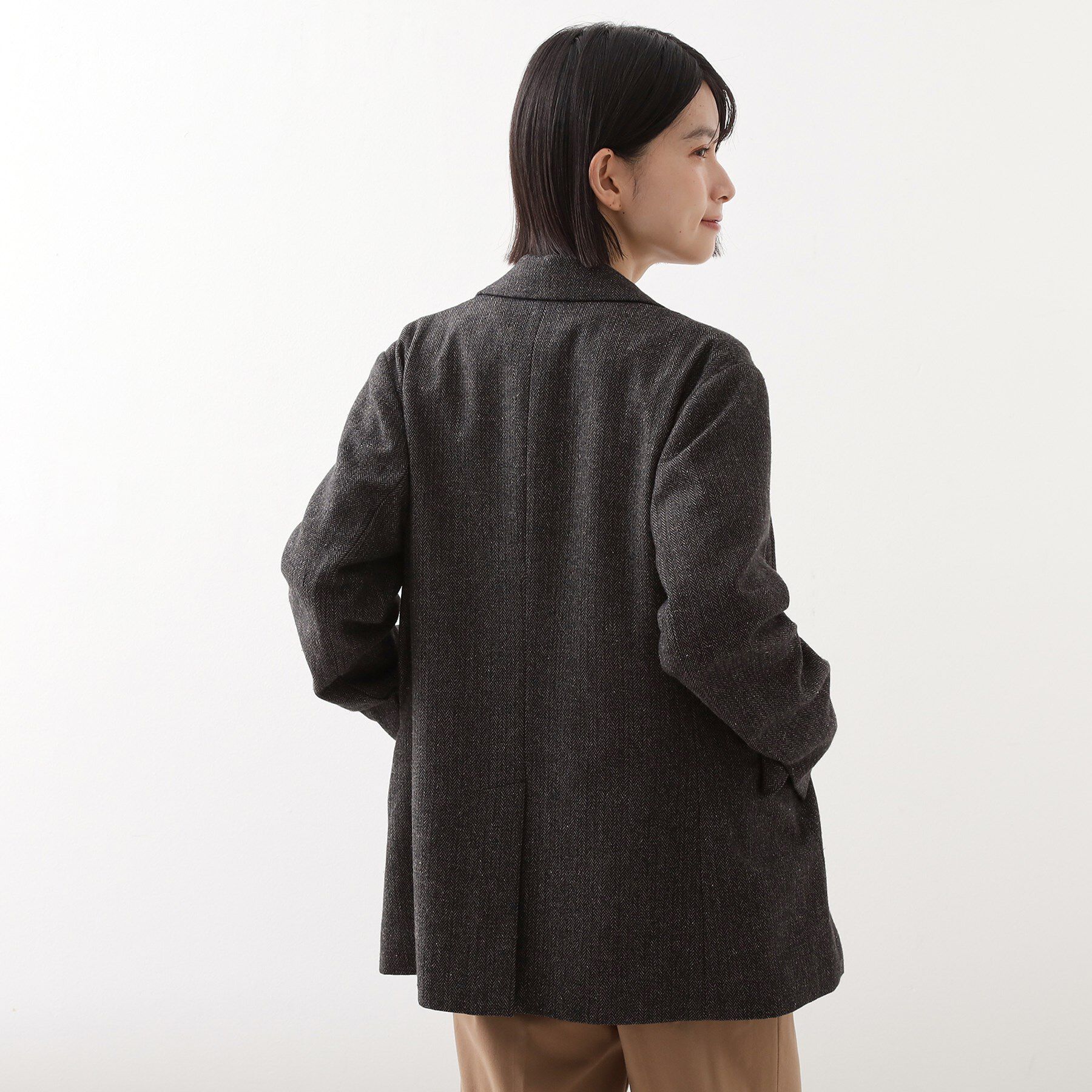 THE SHOP TK「【洗えるアウター】ヘリンボーン＆チェック柄ジャケット」|テーラードジャケット|