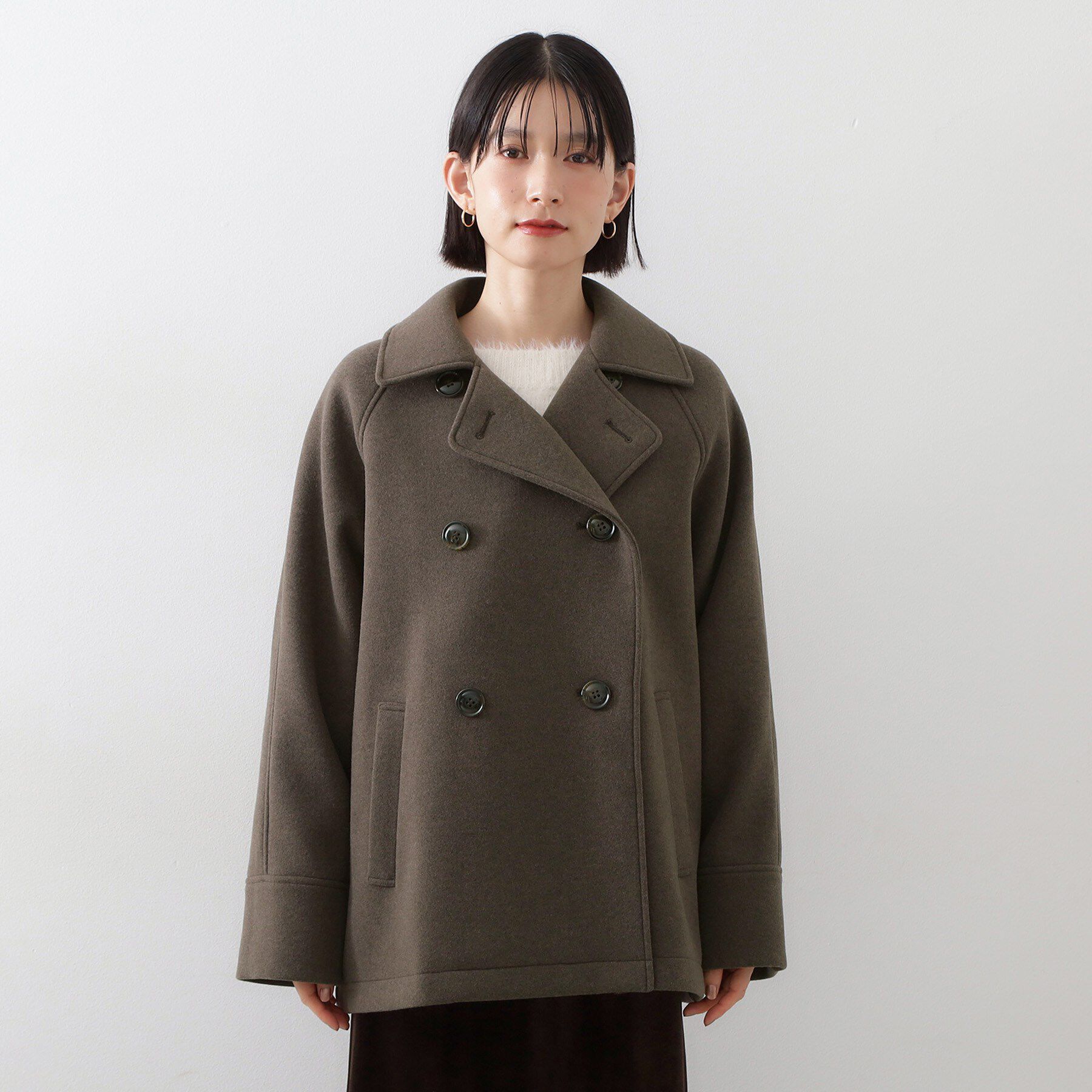THE SHOP TK「柔らかで大人上品 ジャージメルトンPコート」|ピーコート|