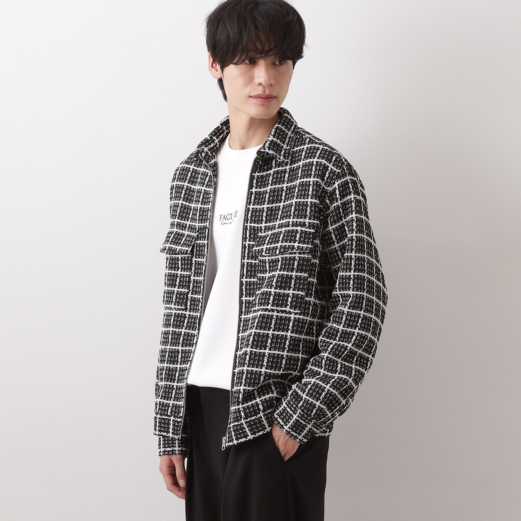 THE SHOP TK「【カジュアルに上品さをプラス】変わり織ツイードブルゾン　洗濯機OK」|ブルゾン・スタジャン|