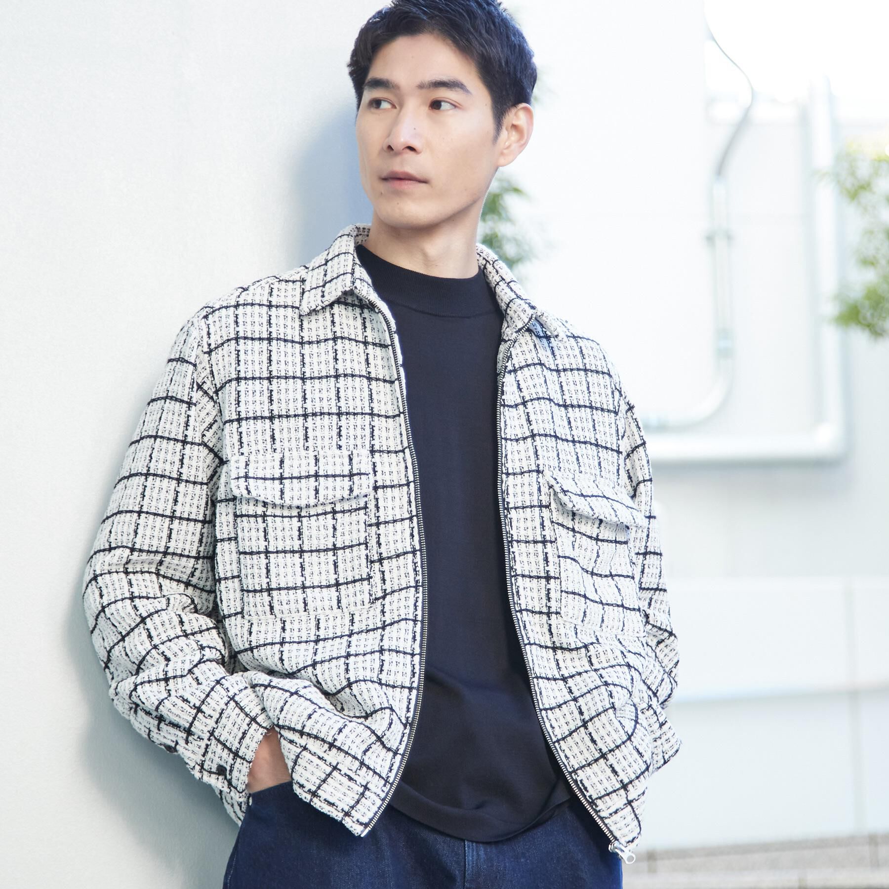 THE SHOP TK「【カジュアルに上品さをプラス】変わり織ツイードブルゾン　洗濯機OK」|ブルゾン・スタジャン|