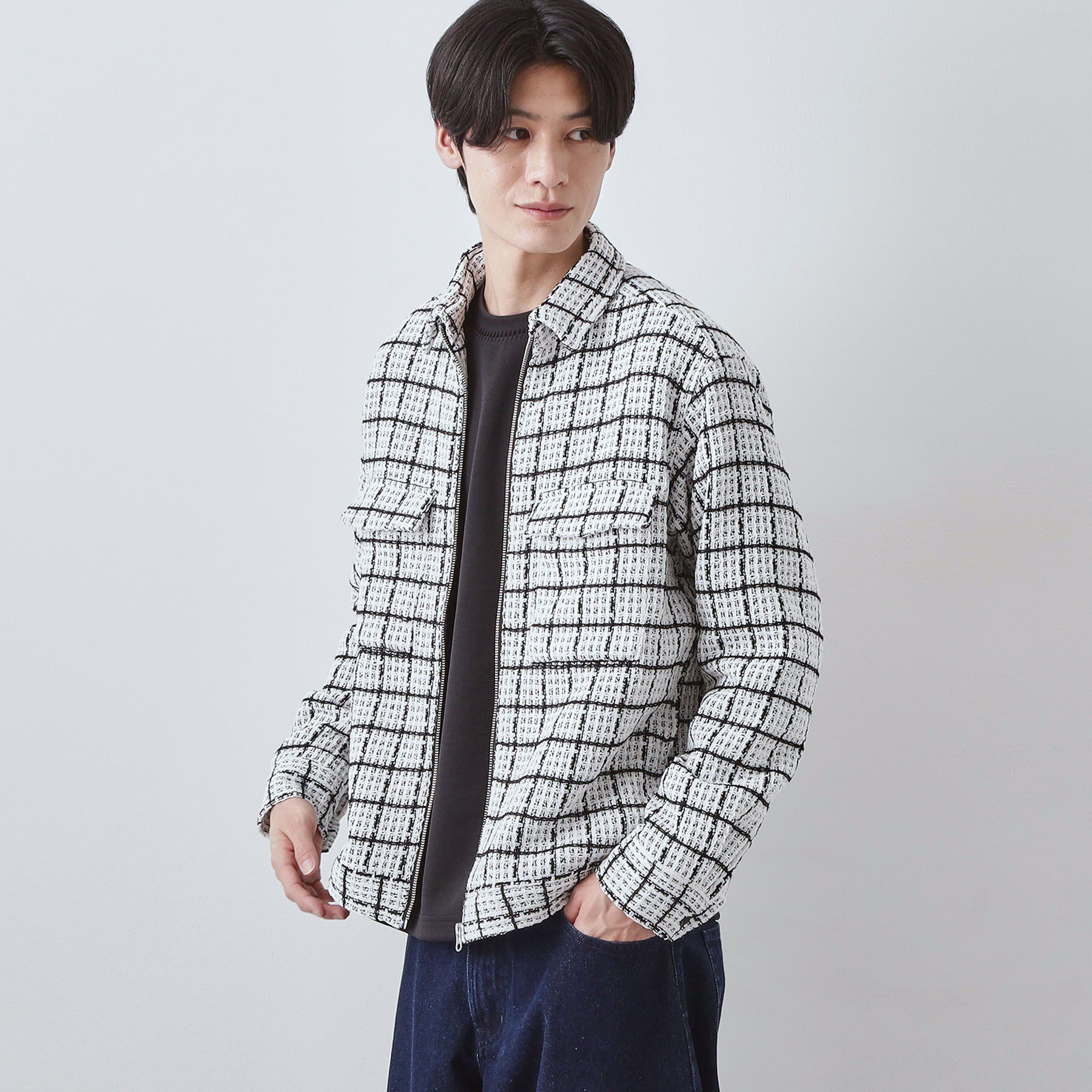 THE SHOP TK「【カジュアルに上品さをプラス】変わり織ツイードブルゾン　洗濯機OK」|ブルゾン・スタジャン|