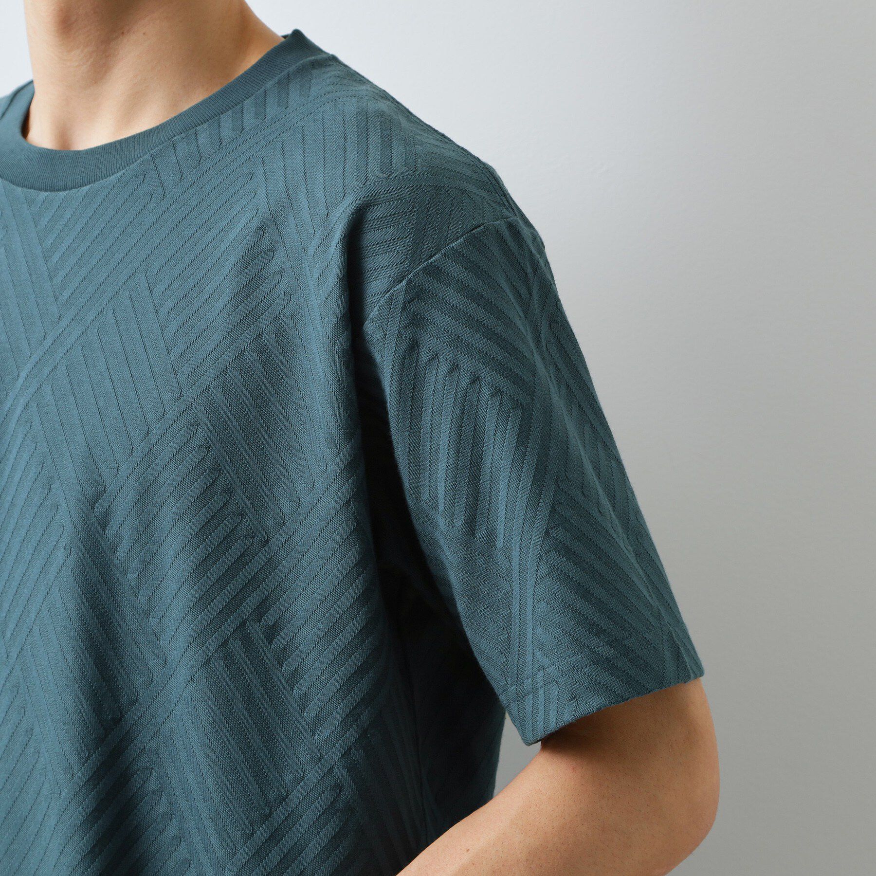 THE SHOP TK「【ジャケットインにもおすすめ！】ジャカード リンクス半袖Tシャツ 洗濯機OK」|Tシャツ・カットソー|