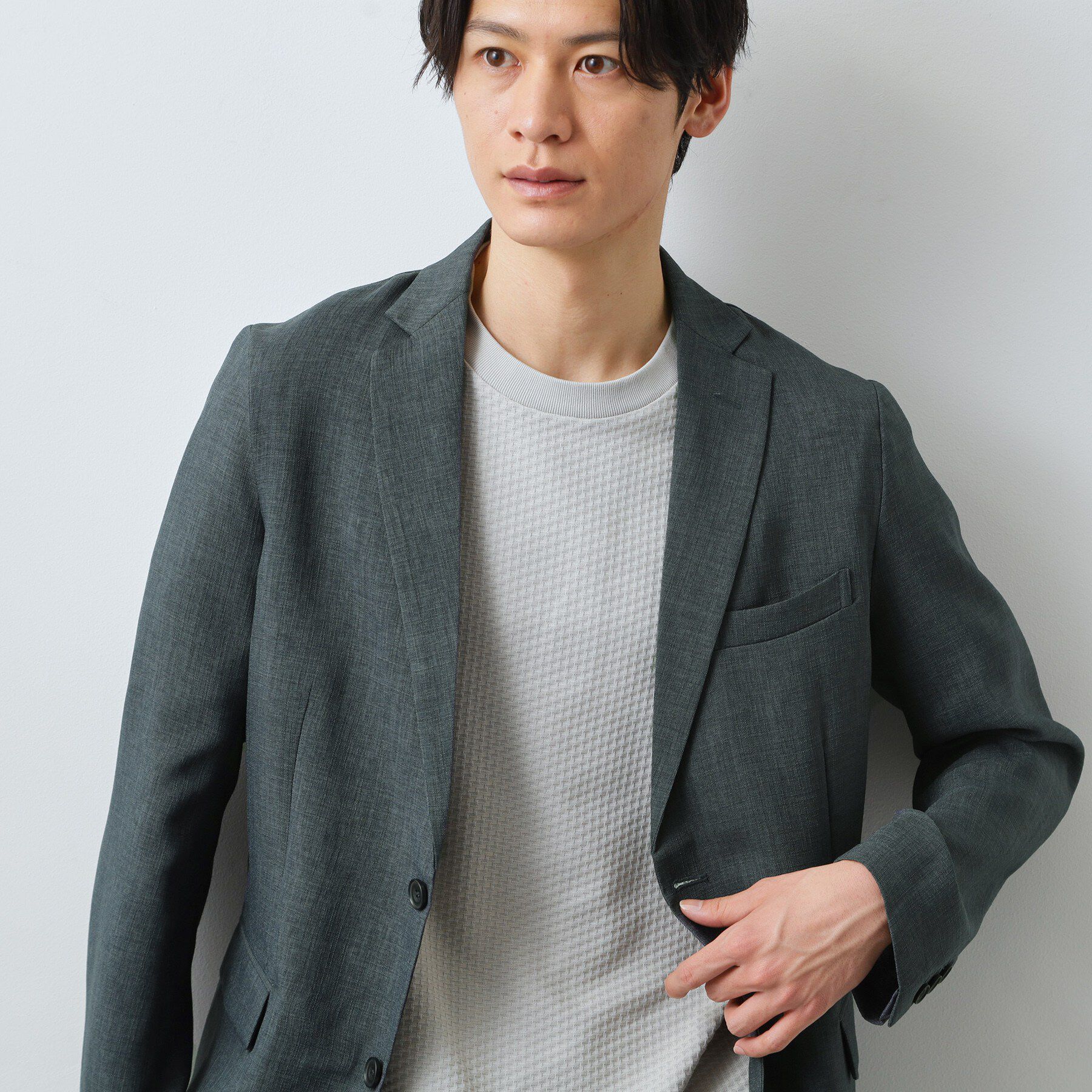 THE SHOP TK「【LINO FINE】リネンライク テーラードジャケット 吸水速乾/イージーケア/UVカット/洗濯機」|テーラードジャケット|