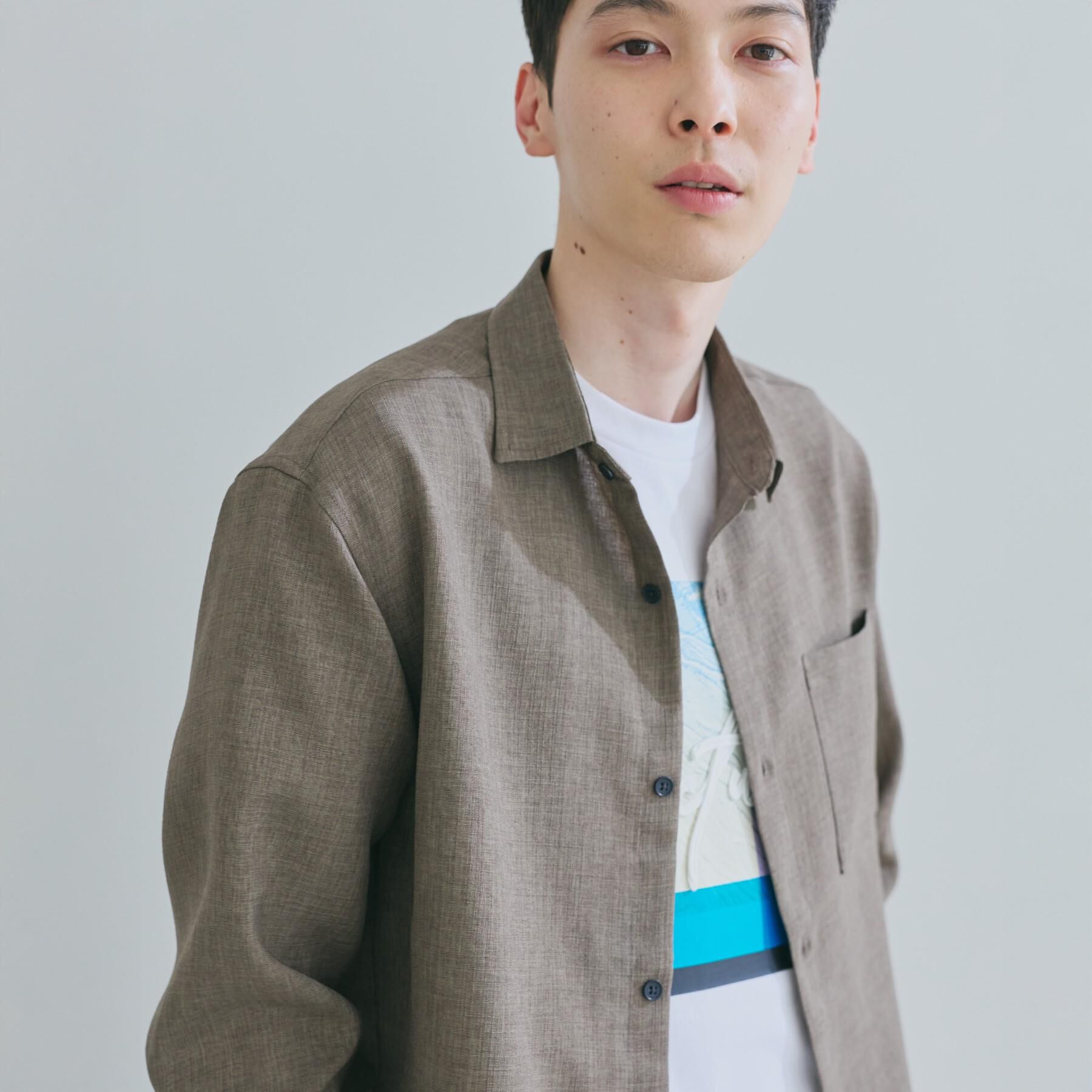 THE SHOP TK「【LINO FINE】リネンライク 長袖シャツ UVカット　イージーケア　吸水速乾　洗濯機OK」|シャツ・ブラウス|