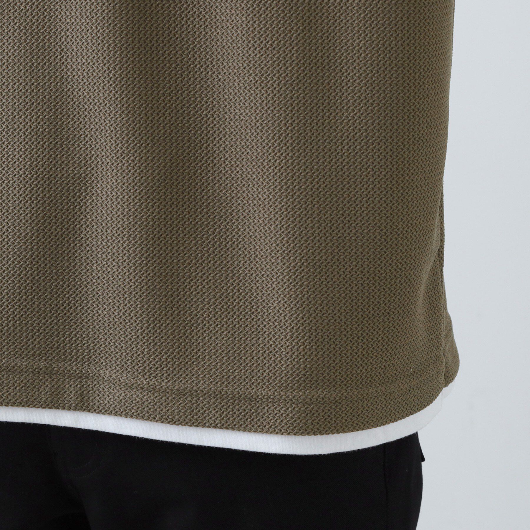 THE SHOP TK「【一枚でコーディネートが完成！】レイヤード風 キーネック 半袖Tシャツ 洗濯機OK」|Tシャツ・カットソー|