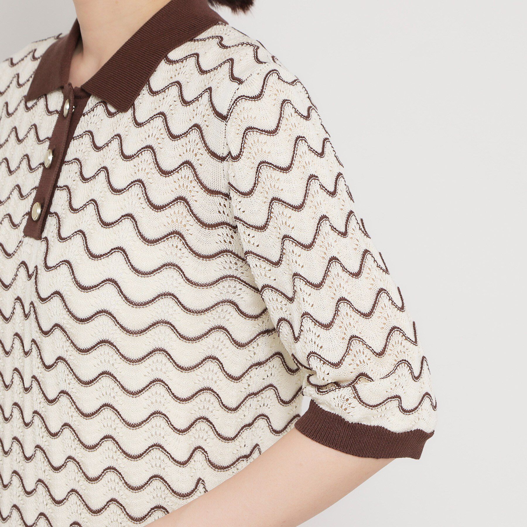 THE SHOP TK「【さらさらタッチ】ジャカードポロニット」|ニット・セーター|