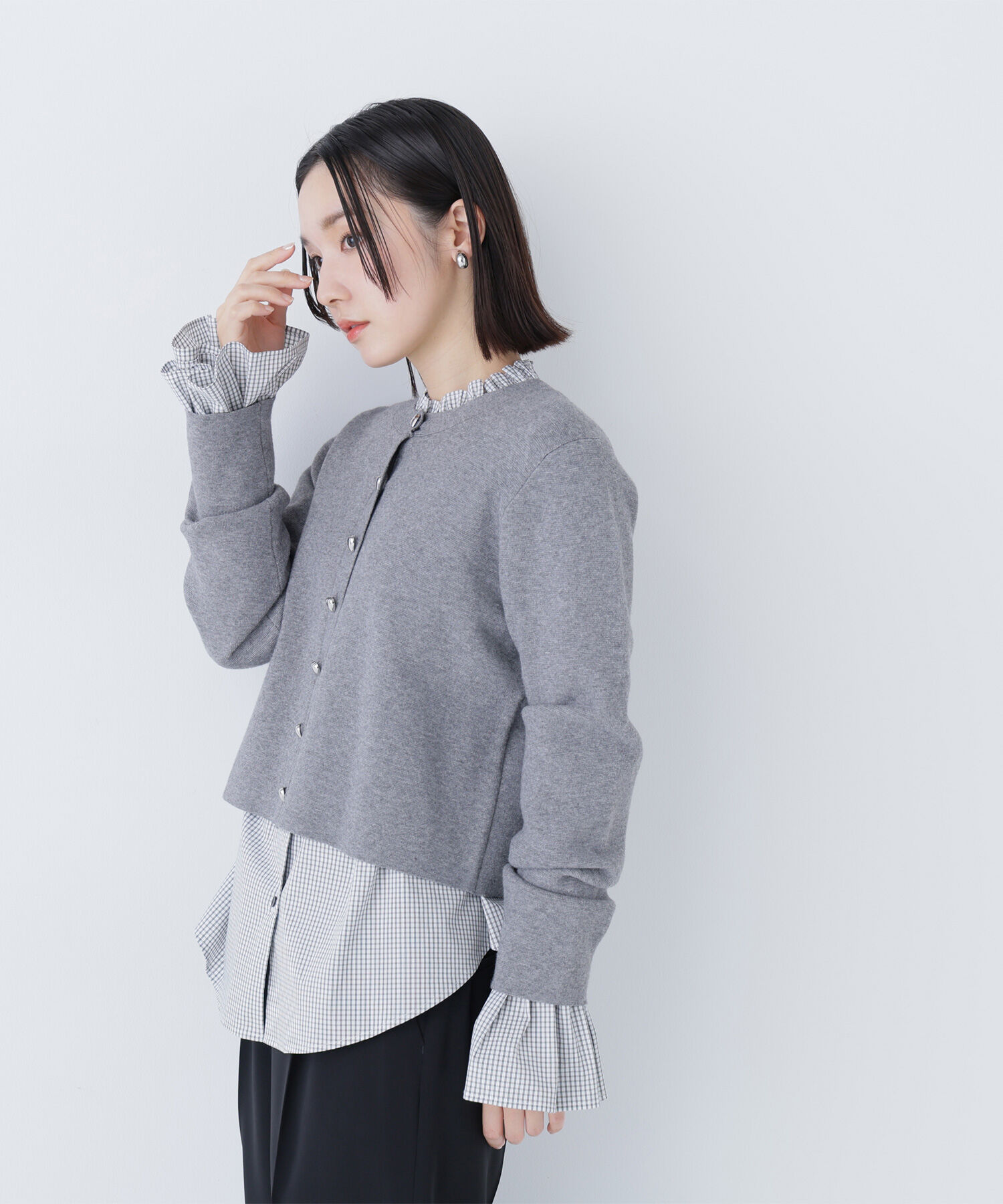  「ハートボタンニットジャケット」|ニット・セーター|