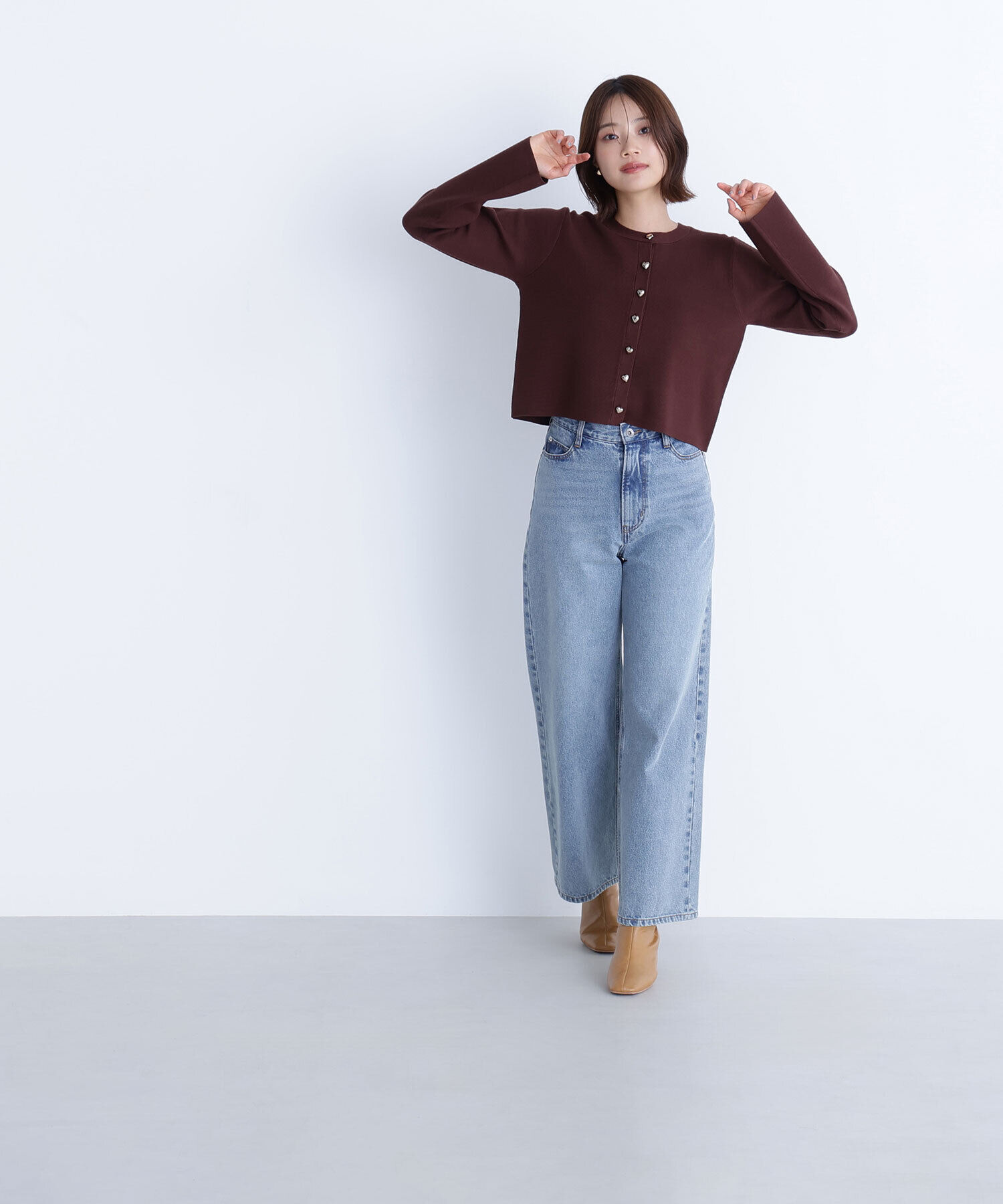  「ハートボタンニットジャケット」|ニット・セーター|