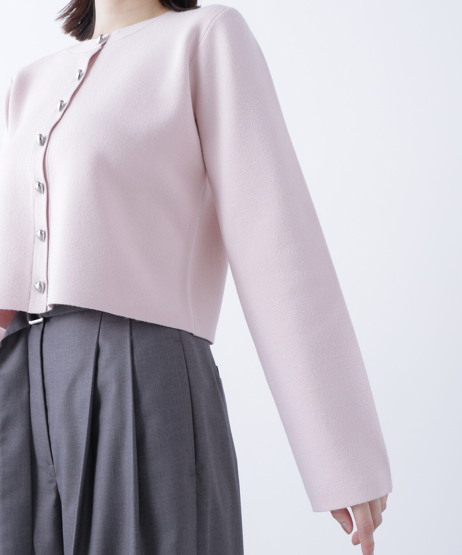  「ハートボタンニットジャケット」|ニット・セーター|