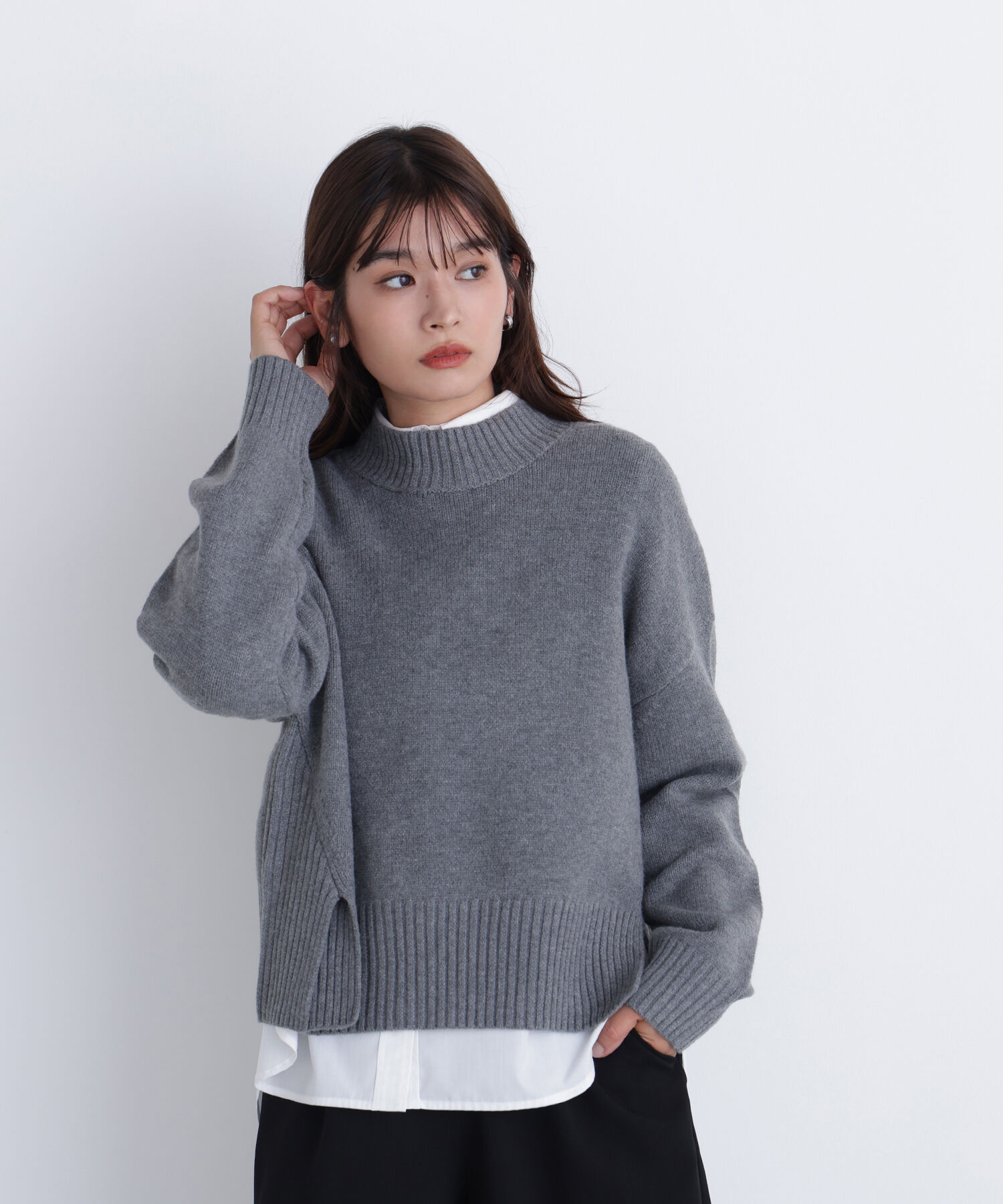  「サイドスリットハイネックニット」|ニット・セーター|