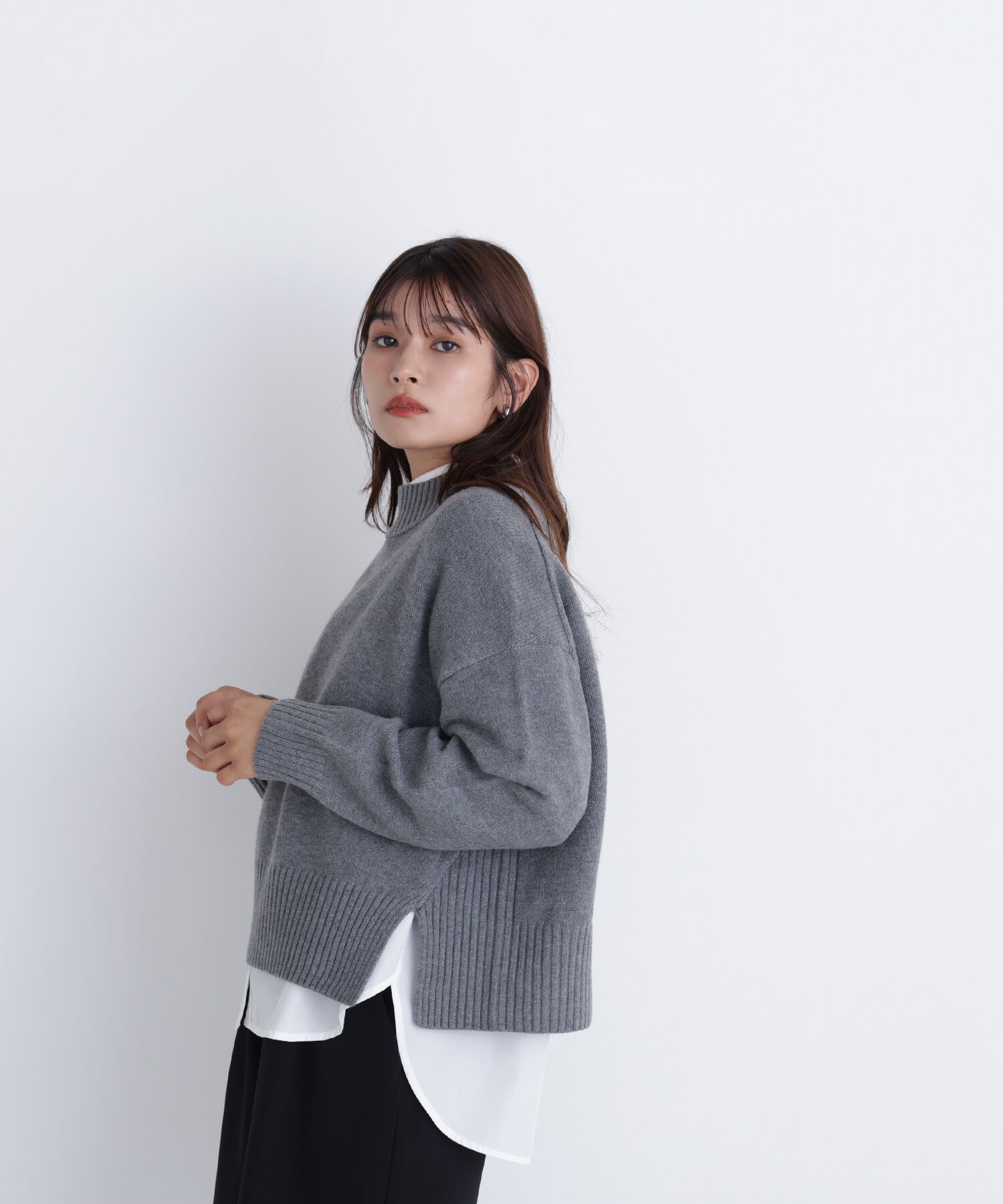  「サイドスリットハイネックニット」|ニット・セーター|