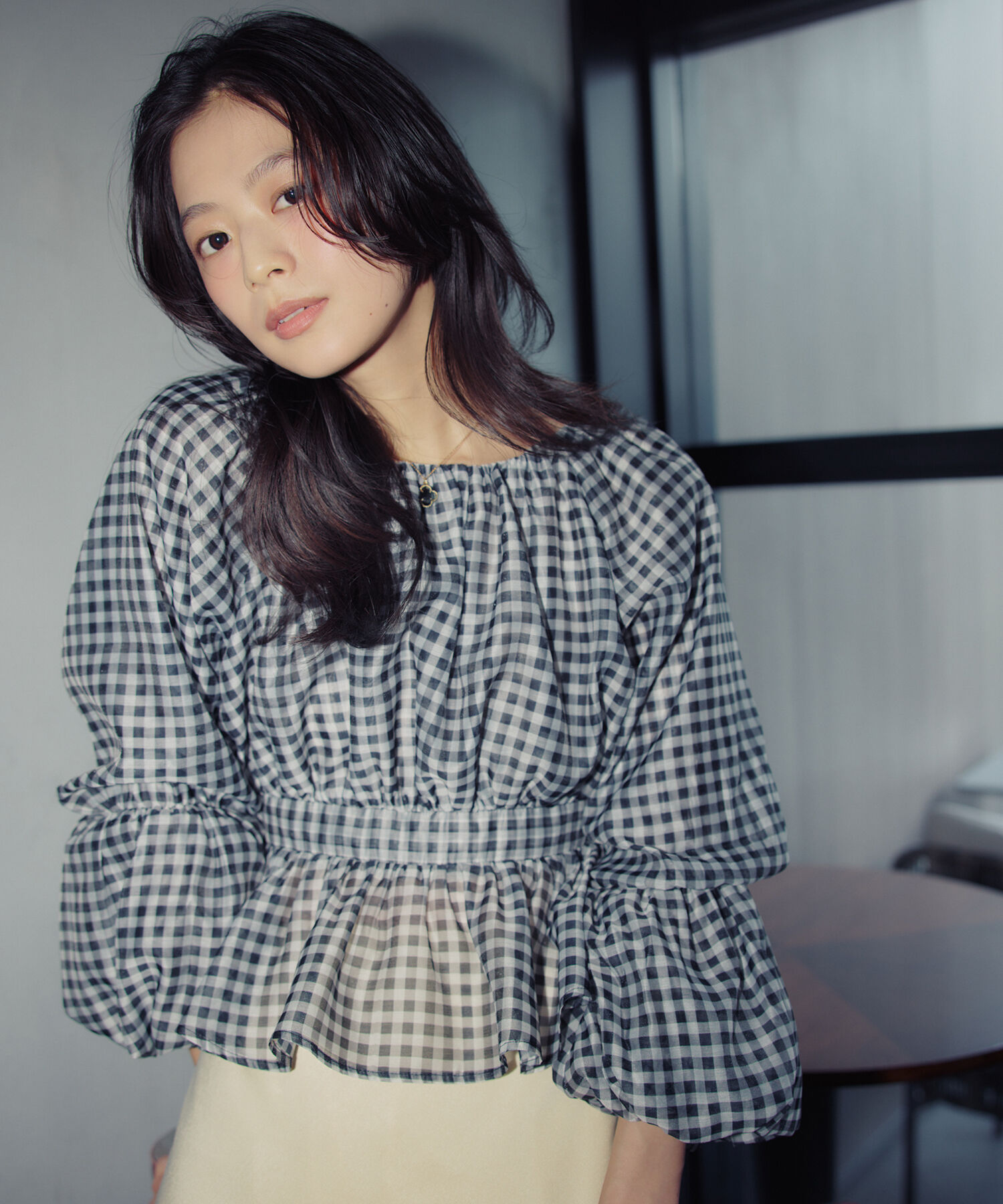  「シアーギャザーペプラムブラウス」|シャツ・ブラウス|ギンガムチェ 2