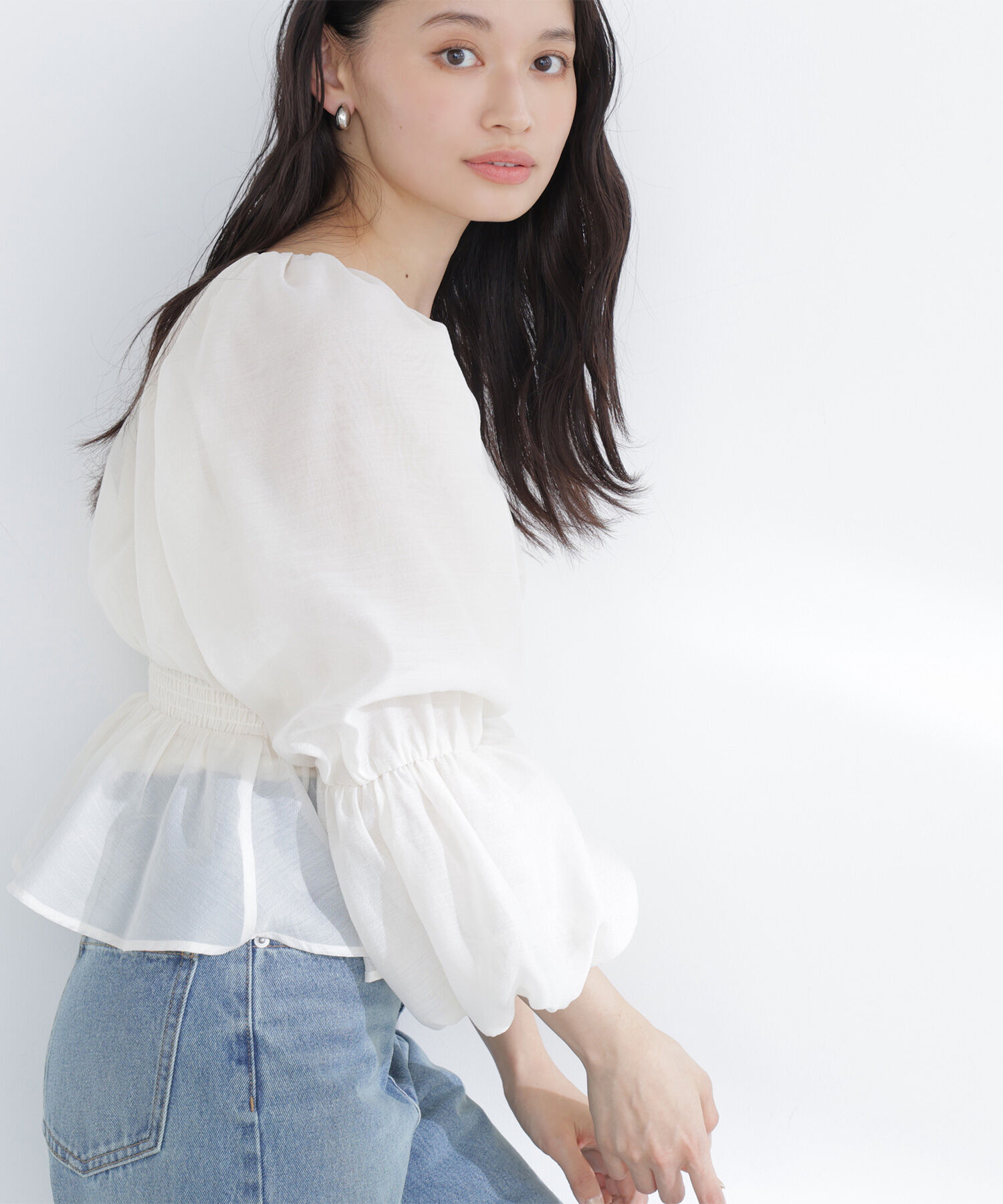  「シアーギャザーペプラムブラウス」|シャツ・ブラウス|