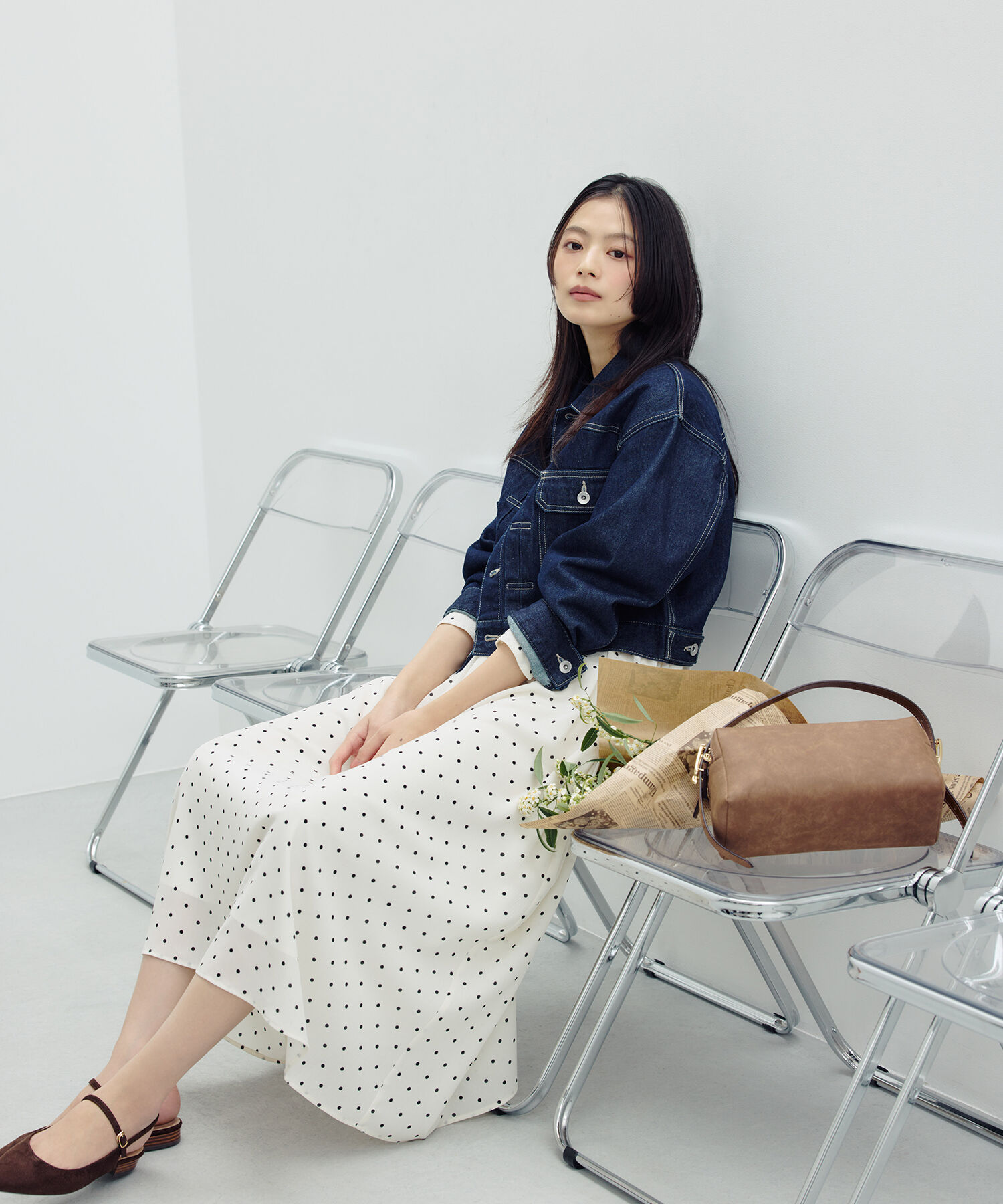  「ドットプリントシャーリングワンピース」|ワンピース|