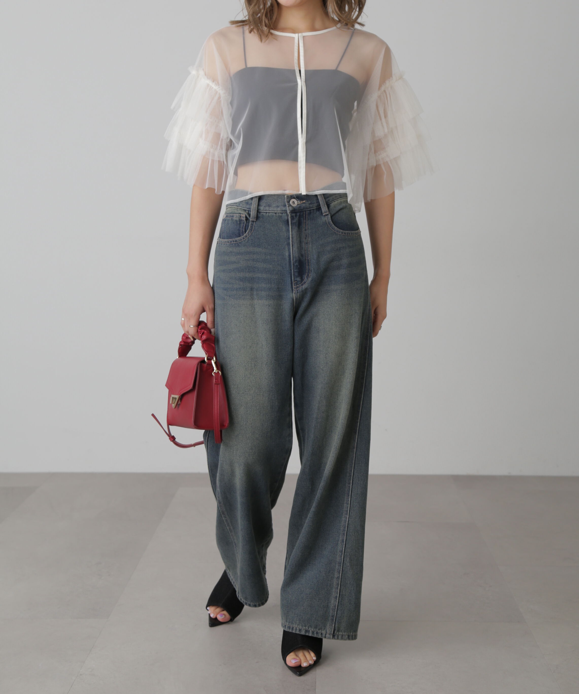  「[XS-Lサイズ展開]サイドパネルヴィンテージライクワイドデニム」|その他|