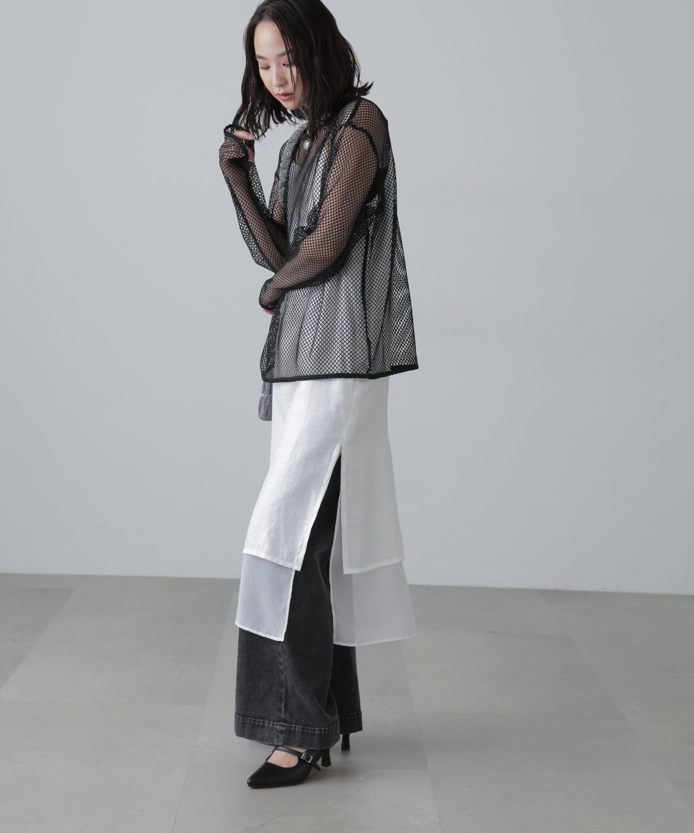  「メッシュロングTシャツ」|Tシャツ・カットソー|