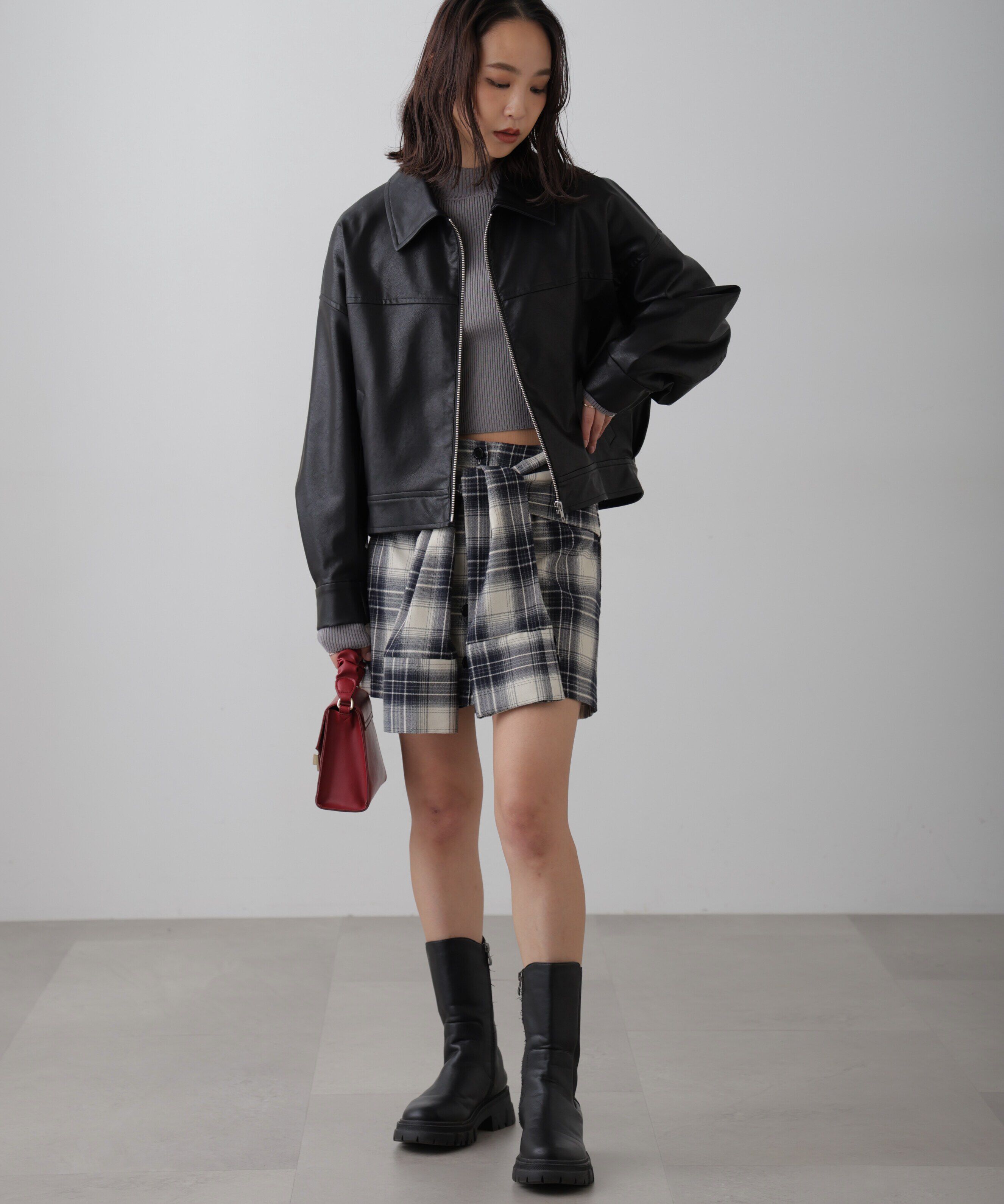  「〈洗える〉マシンウォッシャブルハイネックショート丈ニット」|ニット・セーター|