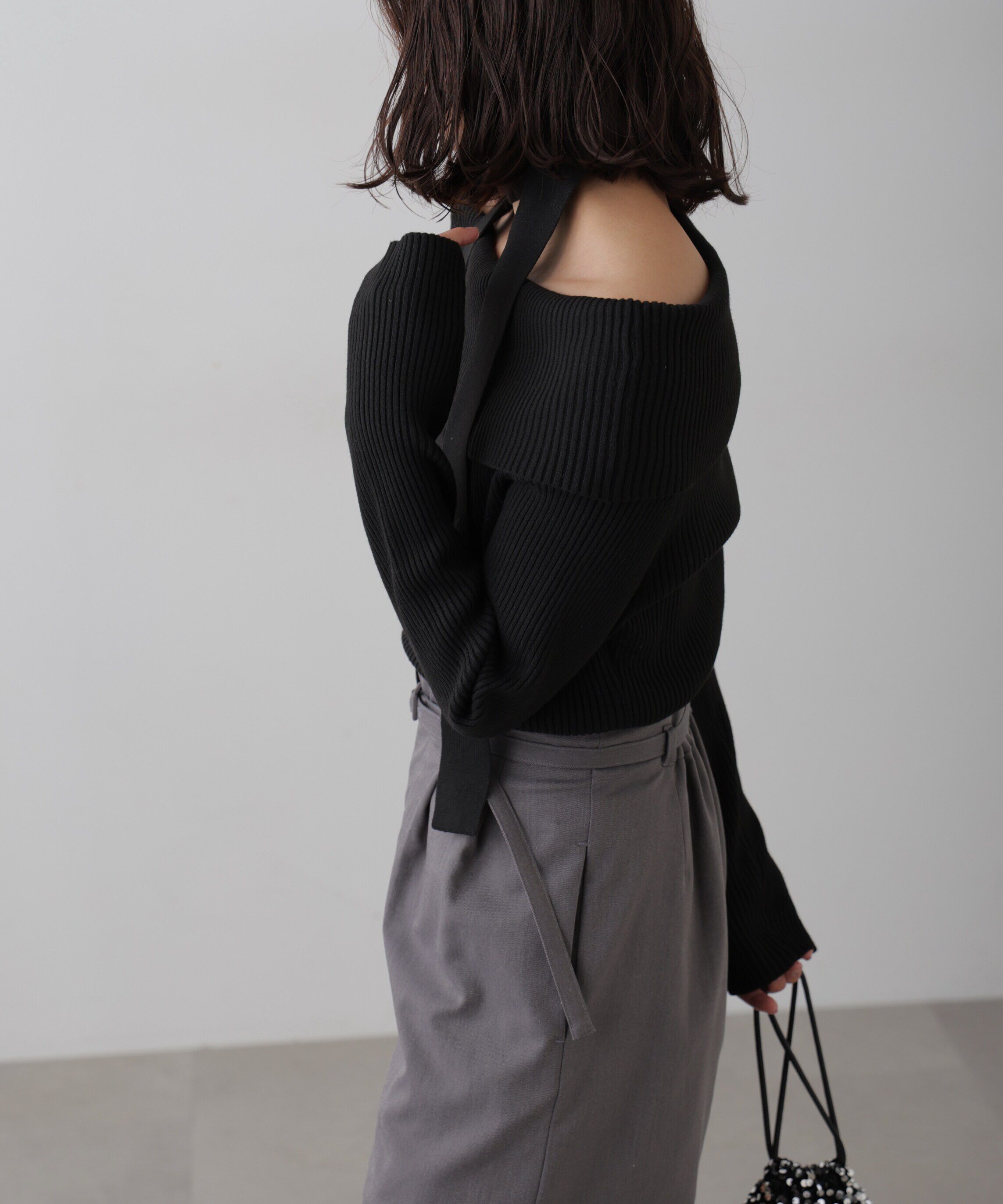  「チョーカー付きオフショルニット」|ニット・セーター|