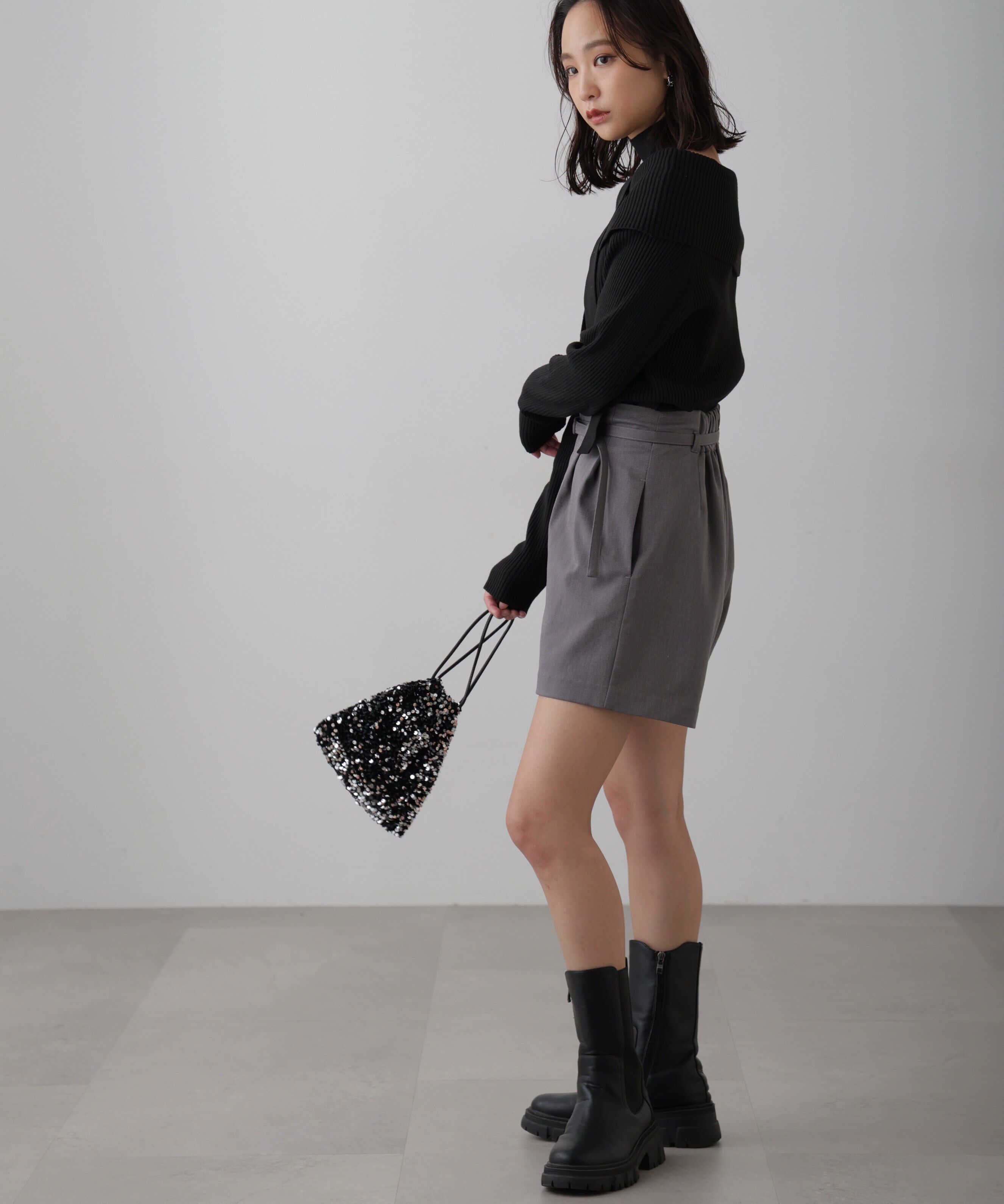  「チョーカー付きオフショルニット」|ニット・セーター|