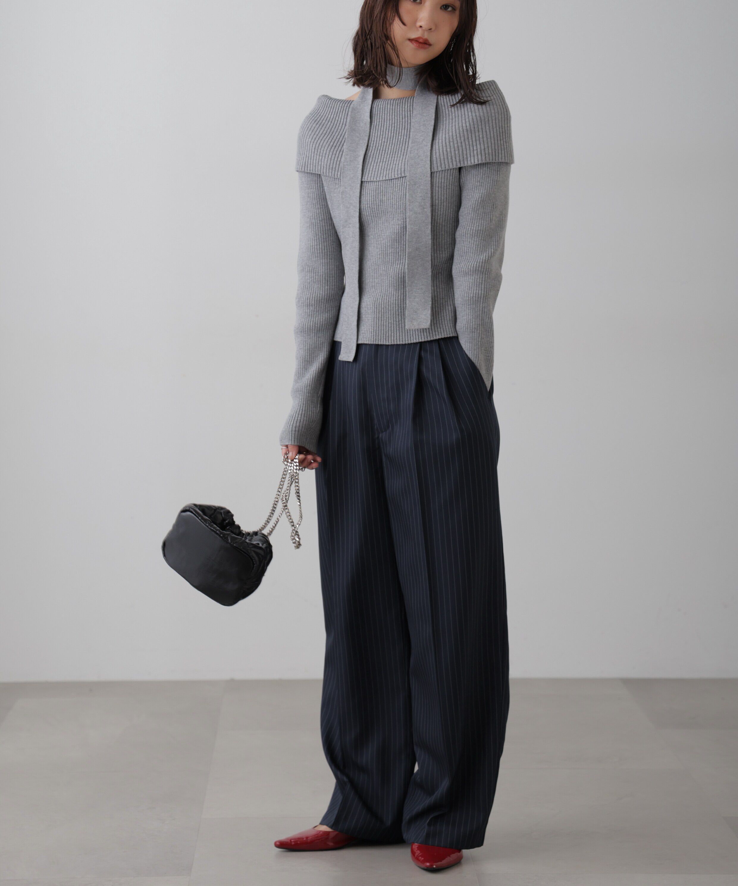  「チョーカー付きオフショルニット」|ニット・セーター|