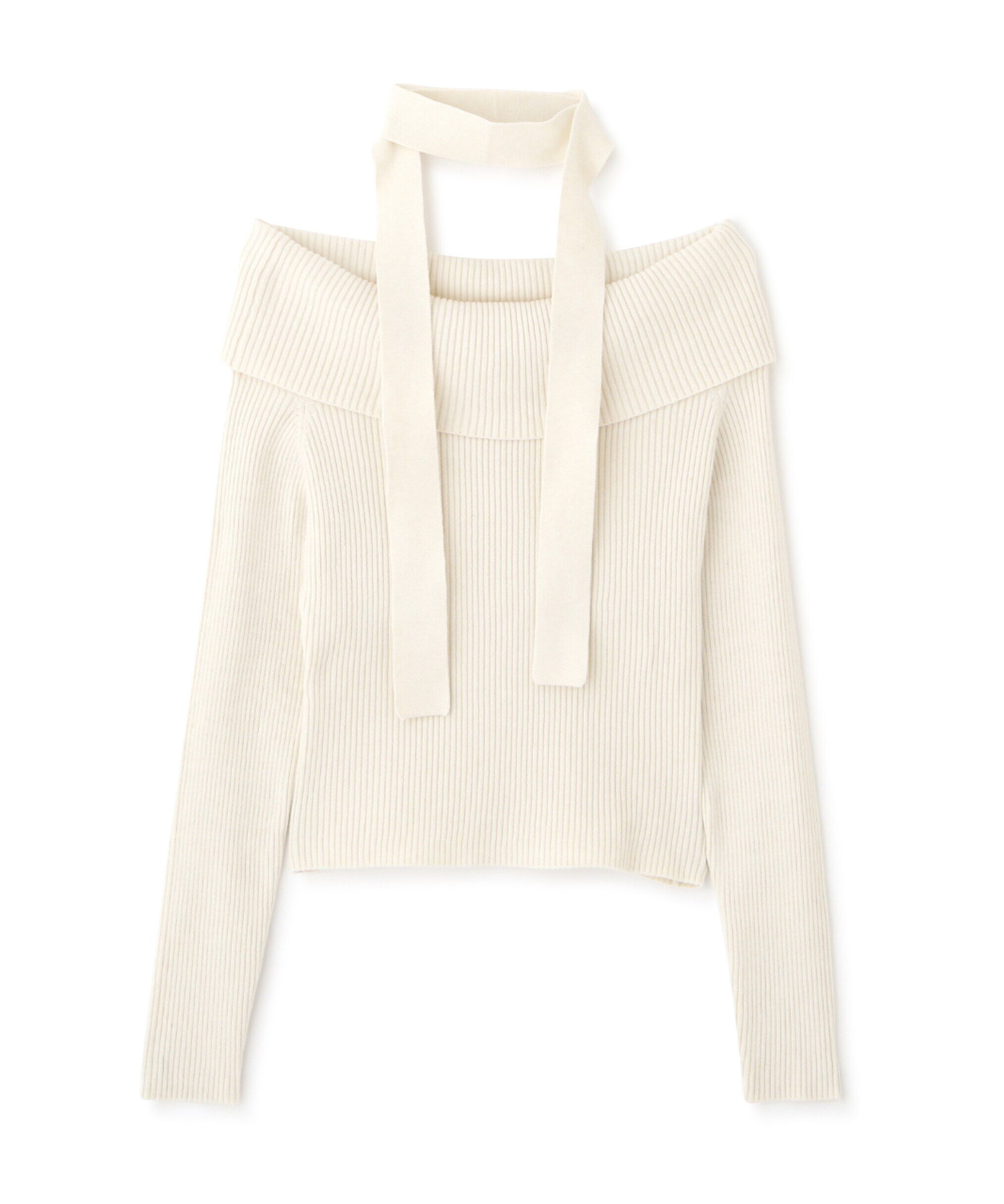  「チョーカー付きオフショルニット」|ニット・セーター|