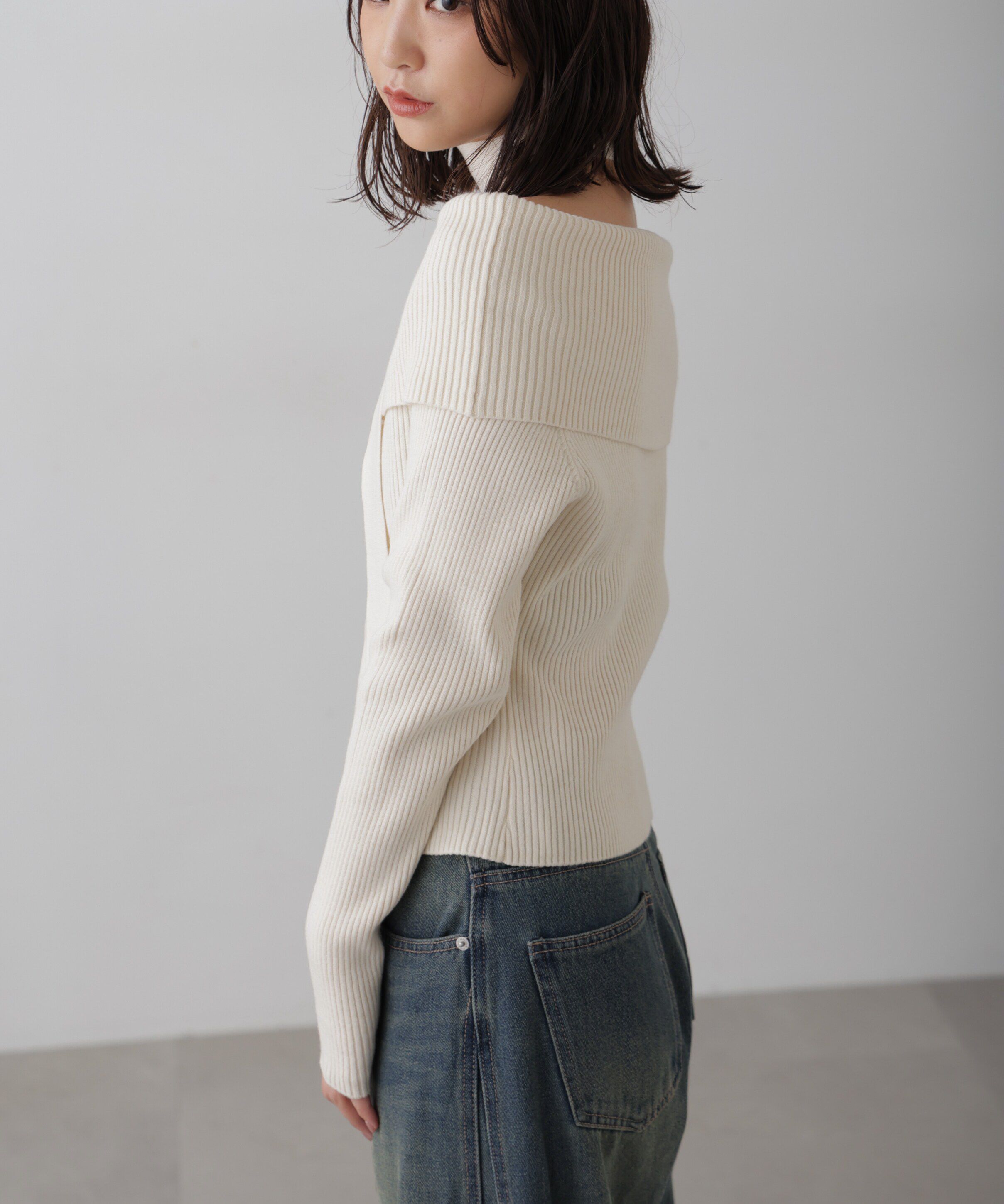  「チョーカー付きオフショルニット」|ニット・セーター|