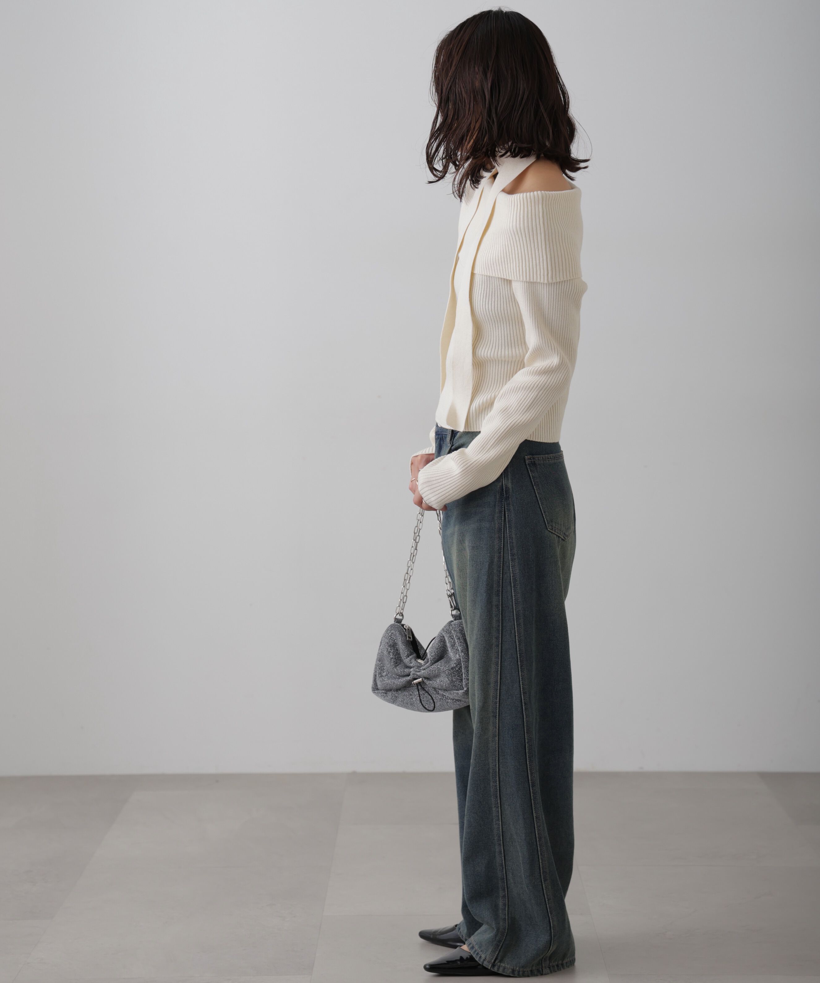  「チョーカー付きオフショルニット」|ニット・セーター|