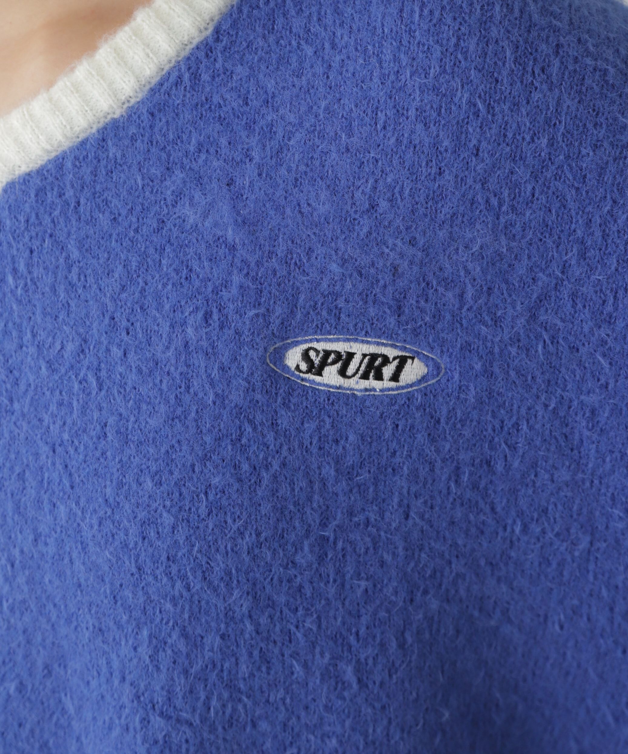  「Vネック配色ショート丈ニット」|ニット・セーター|