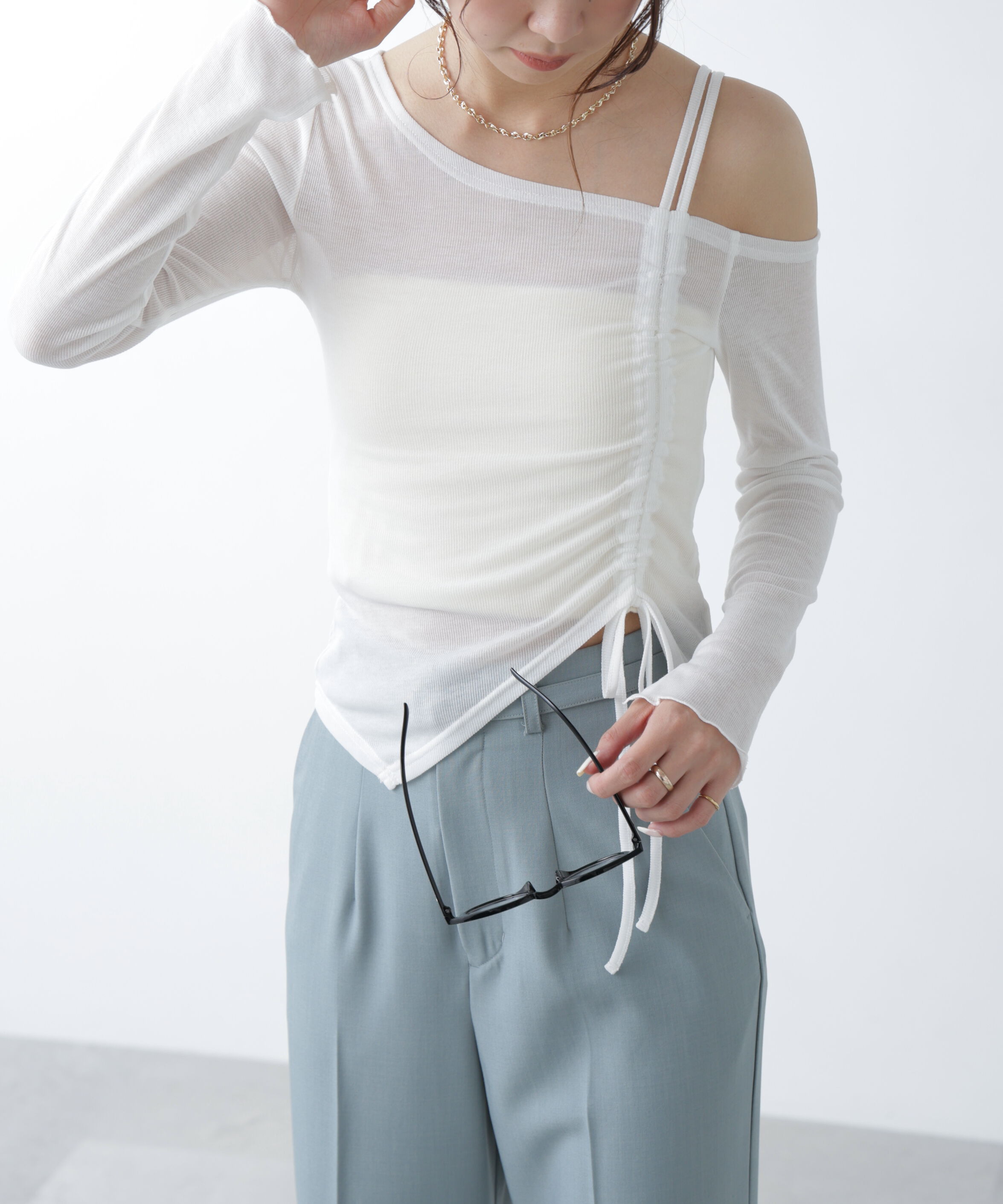  「ワンショルシャーリングテレコカットソー」|Tシャツ・カットソー|ホワイト