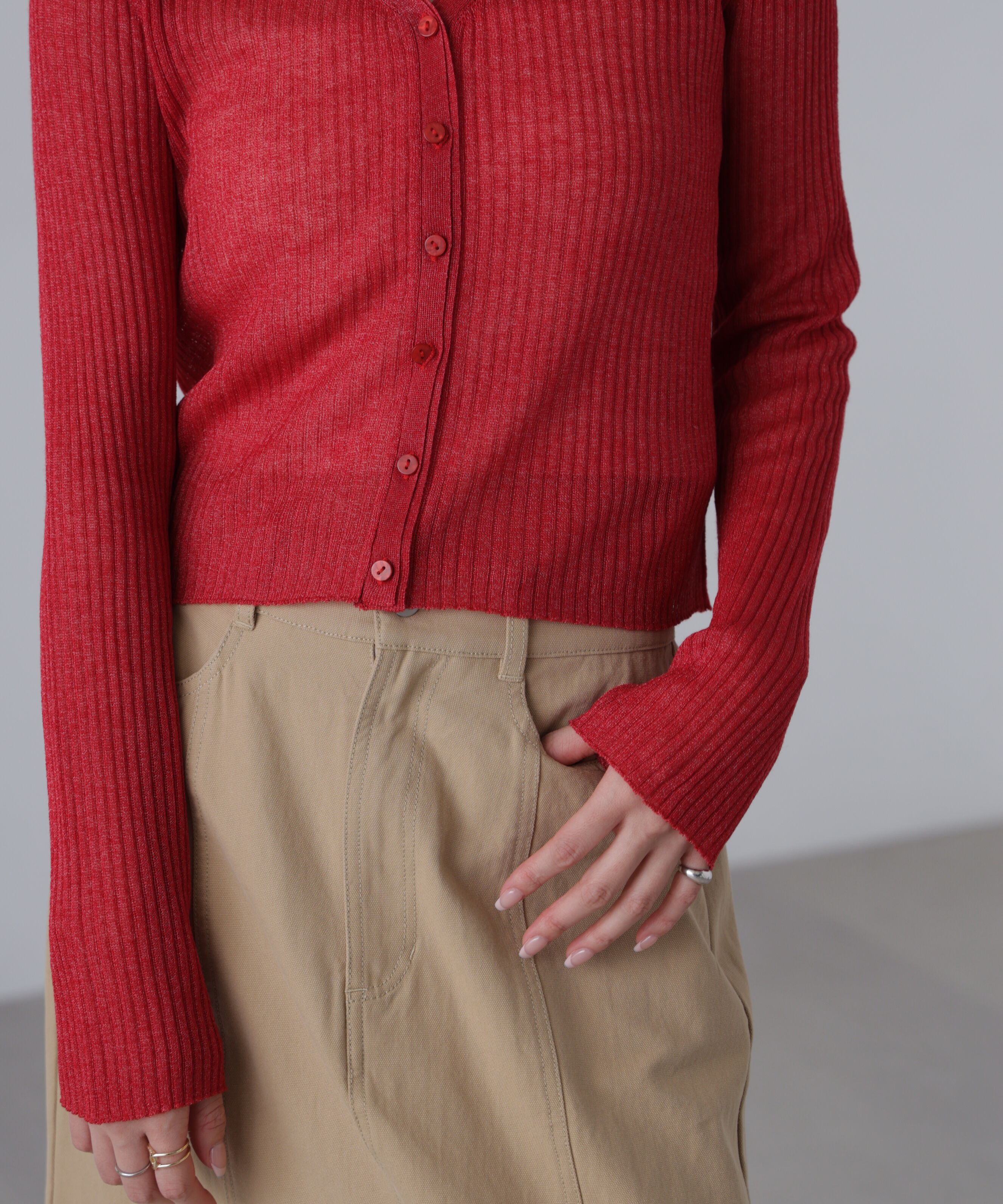  「シアーリブニットカーディガン」|ニット・セーター|