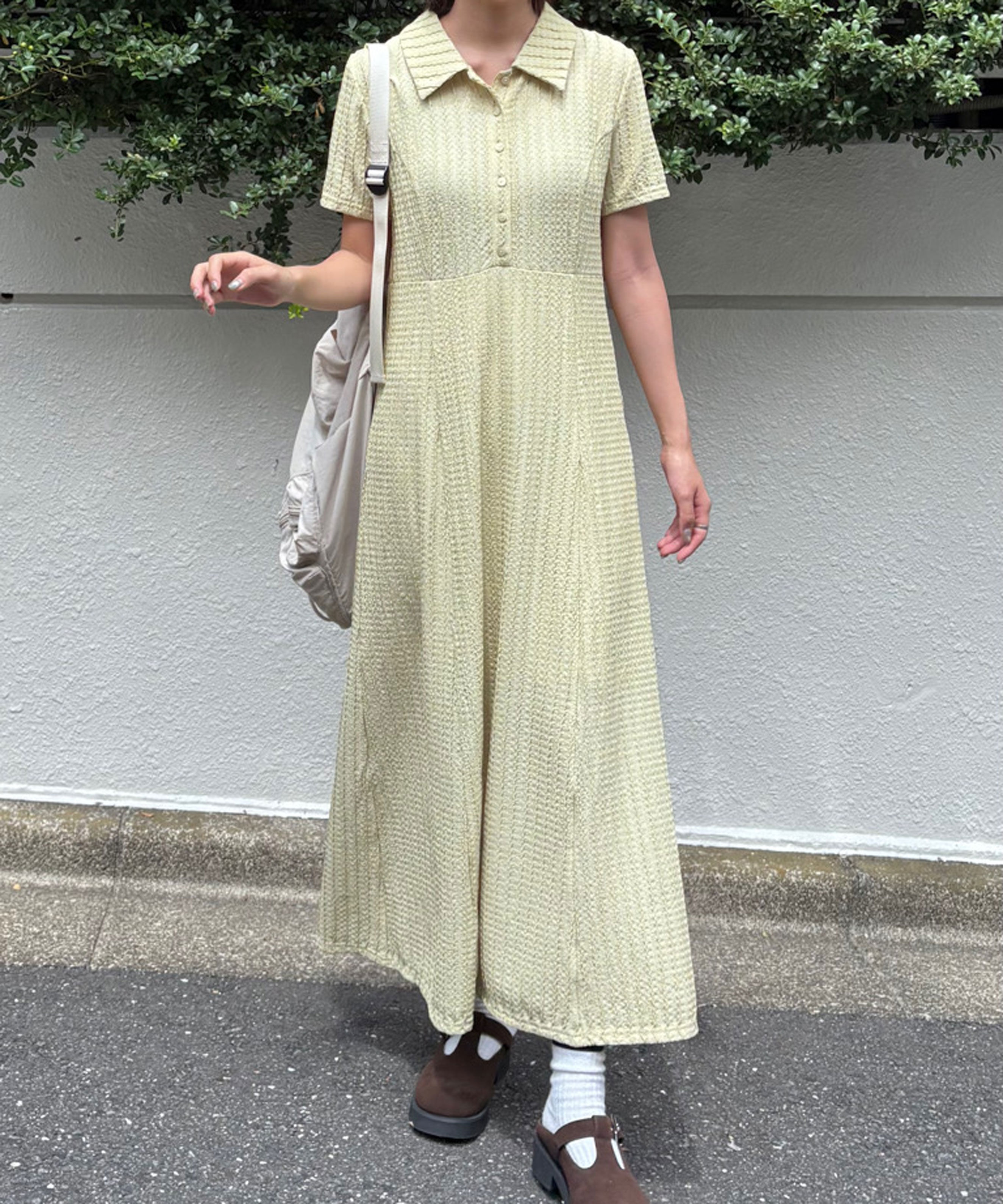  「カットジャガードポロワンピース」|ワンピース|