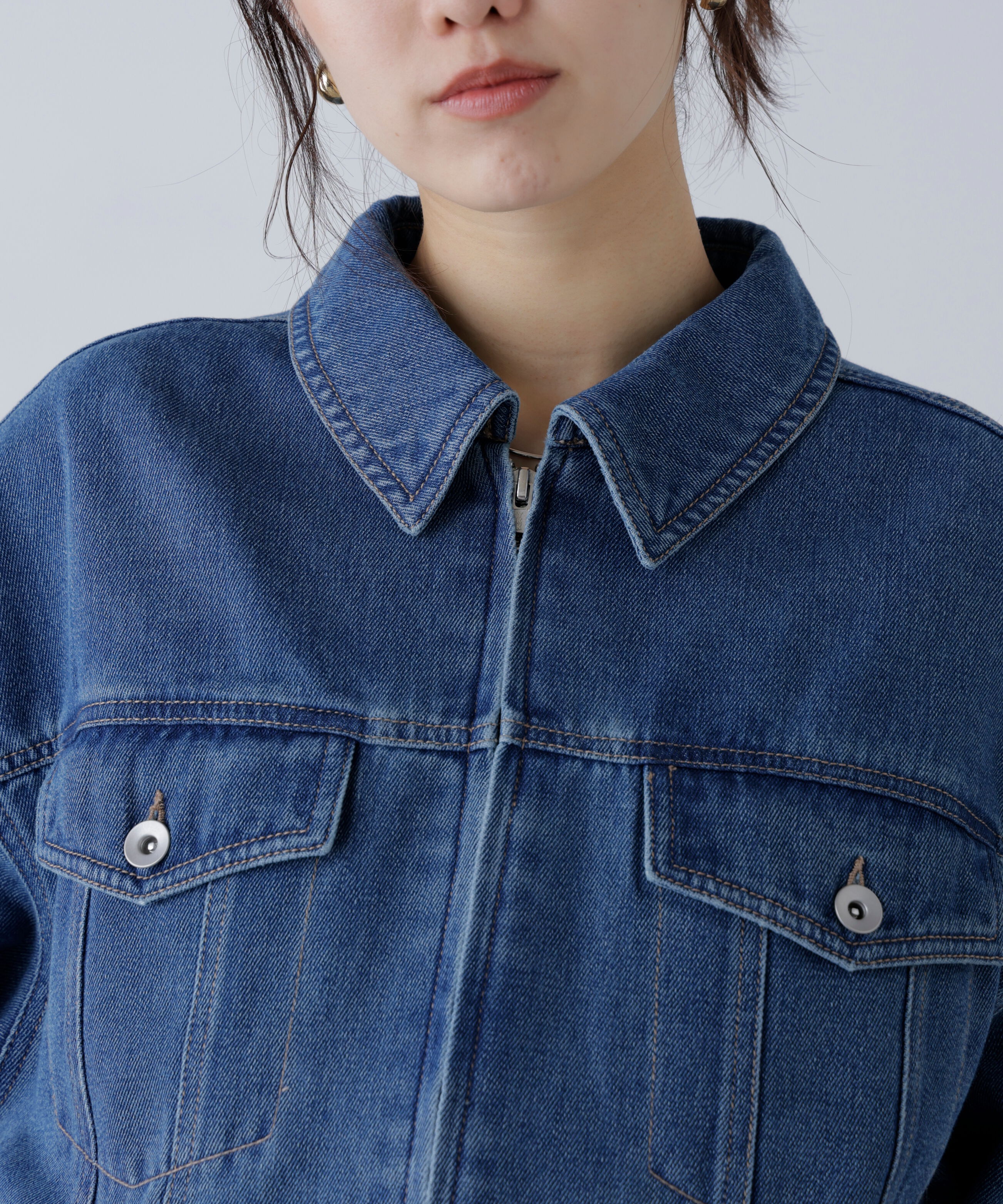  「オーバーサイズデニムジャケット」|ブルゾン・スタジャン|