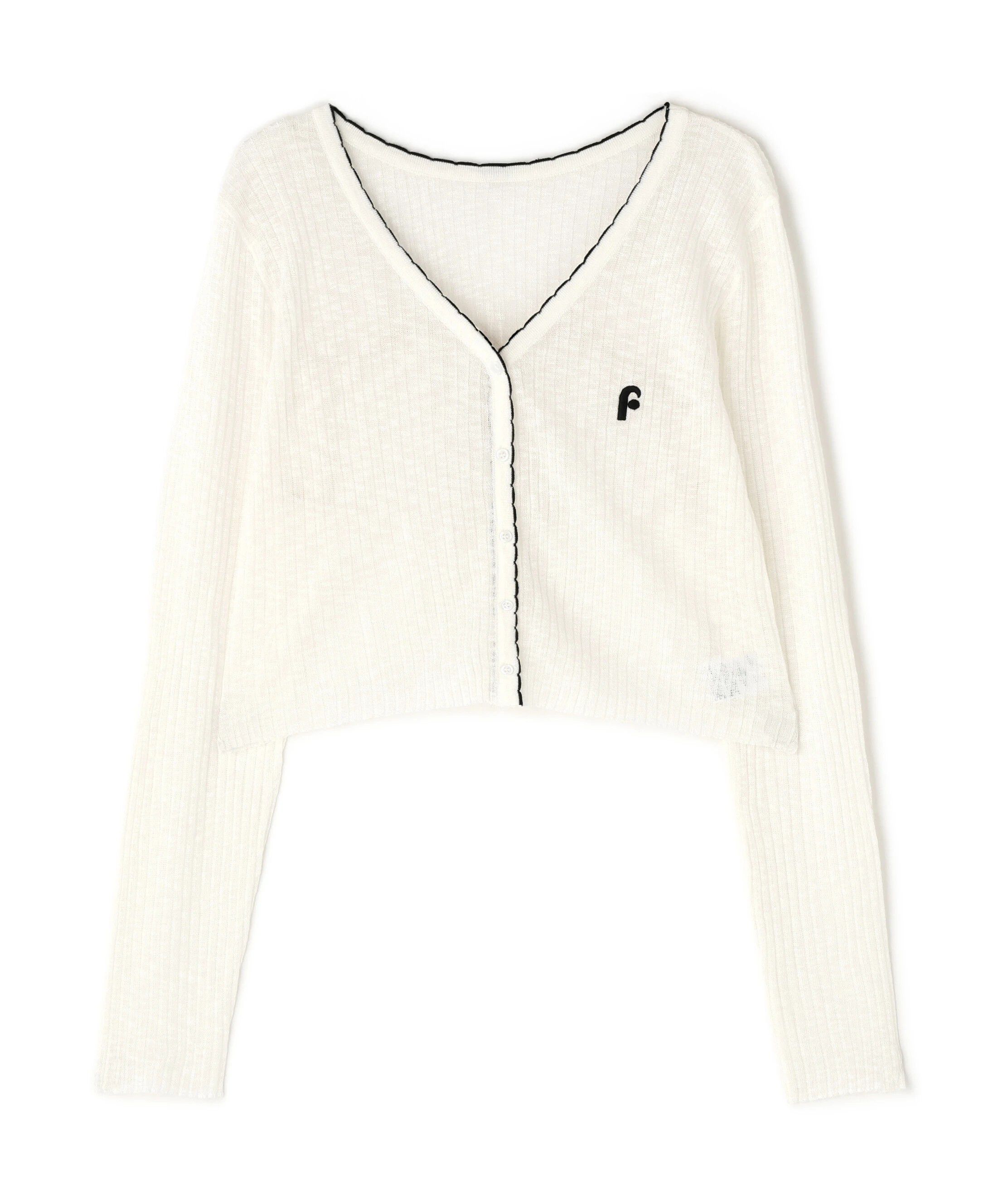  「配色ラインスカラップシアーリブカーディガン」|ニット・セーター|