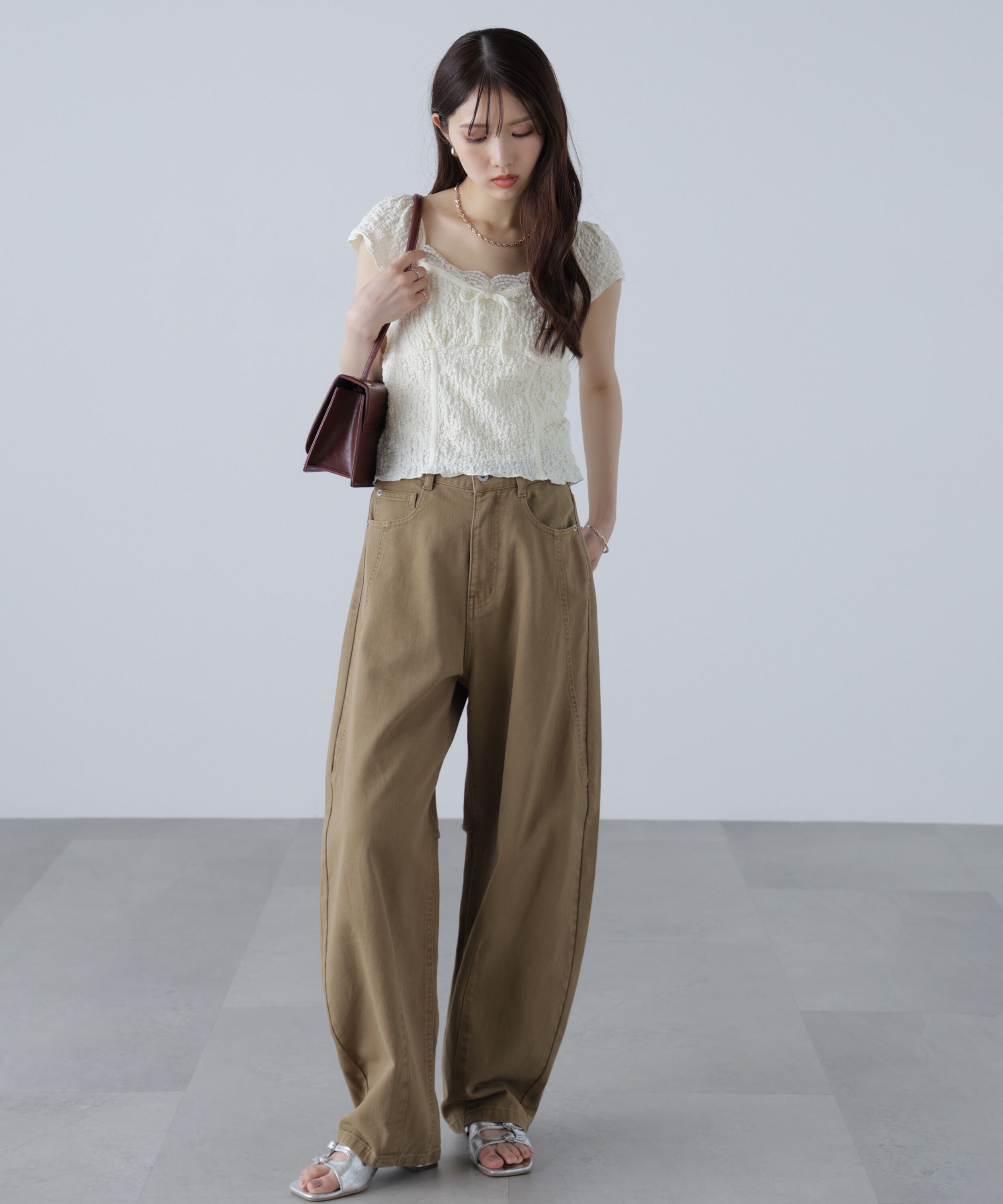  「ドロストバレルレッグデニムパンツ」|その他|