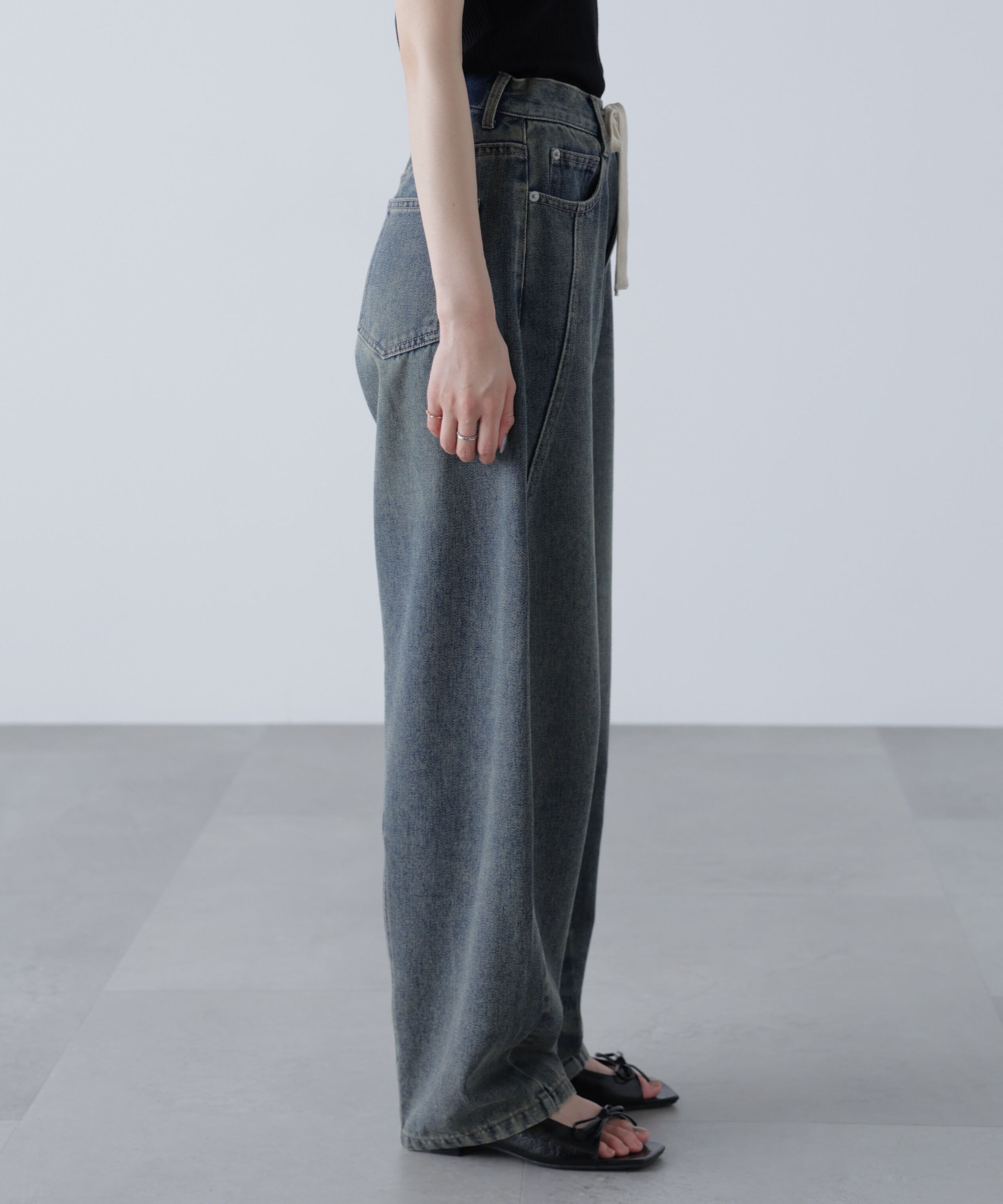  「ドロストバレルレッグデニムパンツ」|その他|