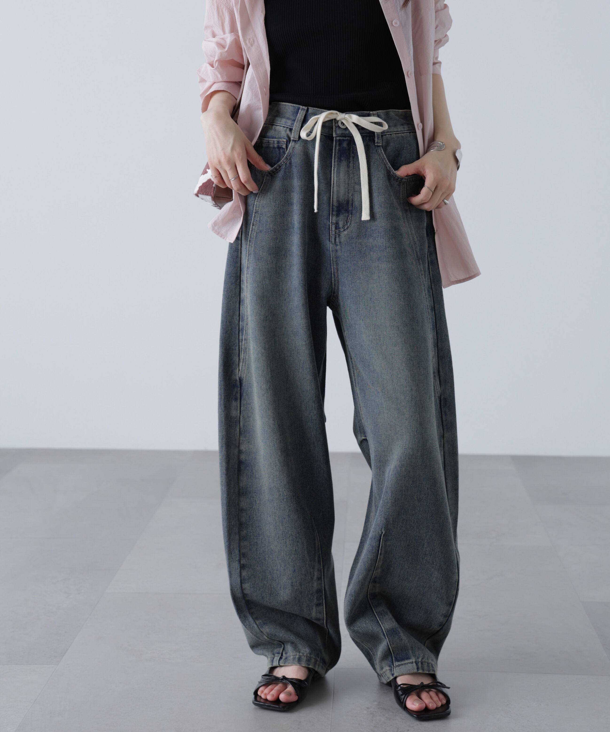  「ドロストバレルレッグデニムパンツ」|その他|