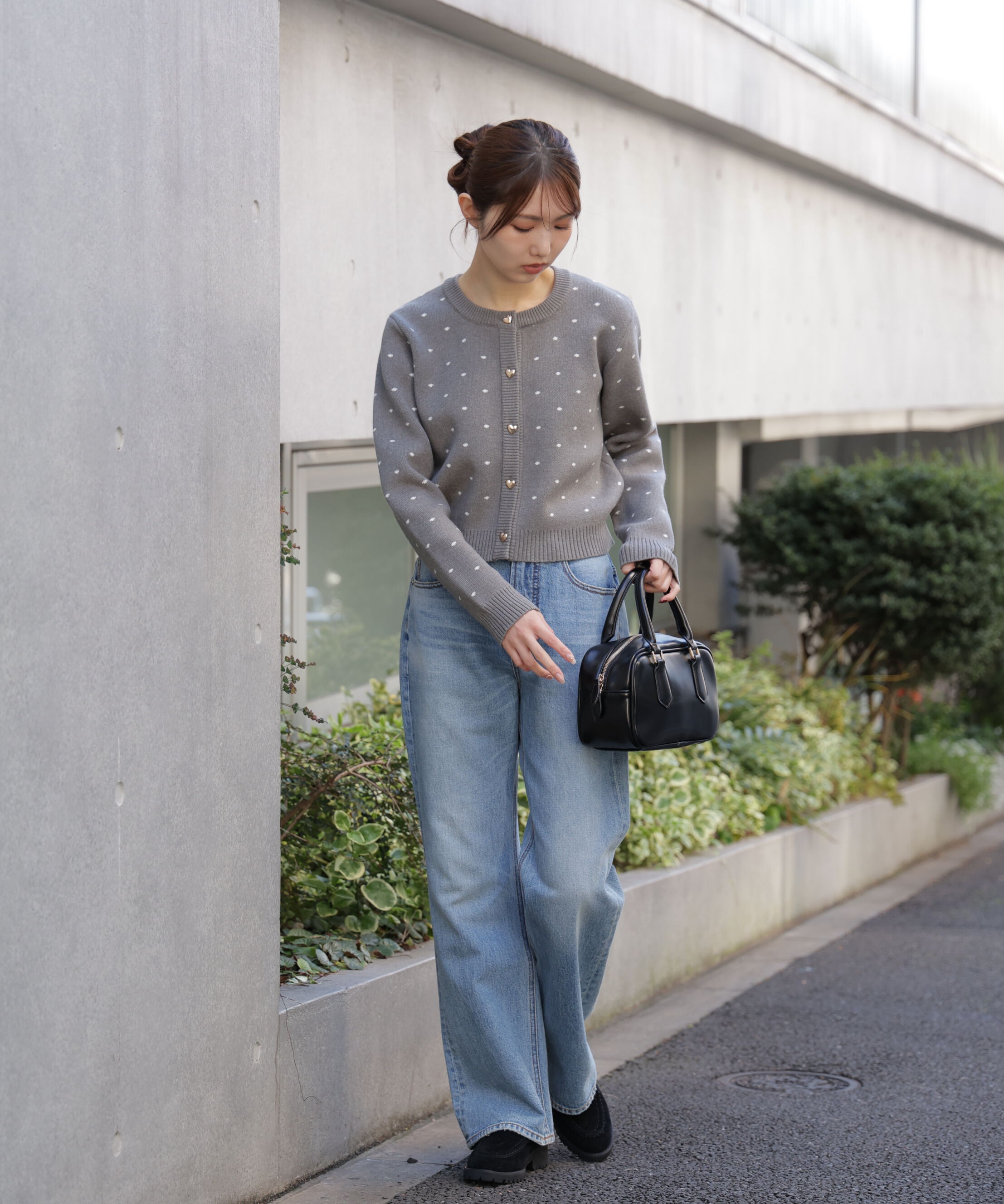  「ハートボタンドット柄カーディガン」|ニット・セーター|
