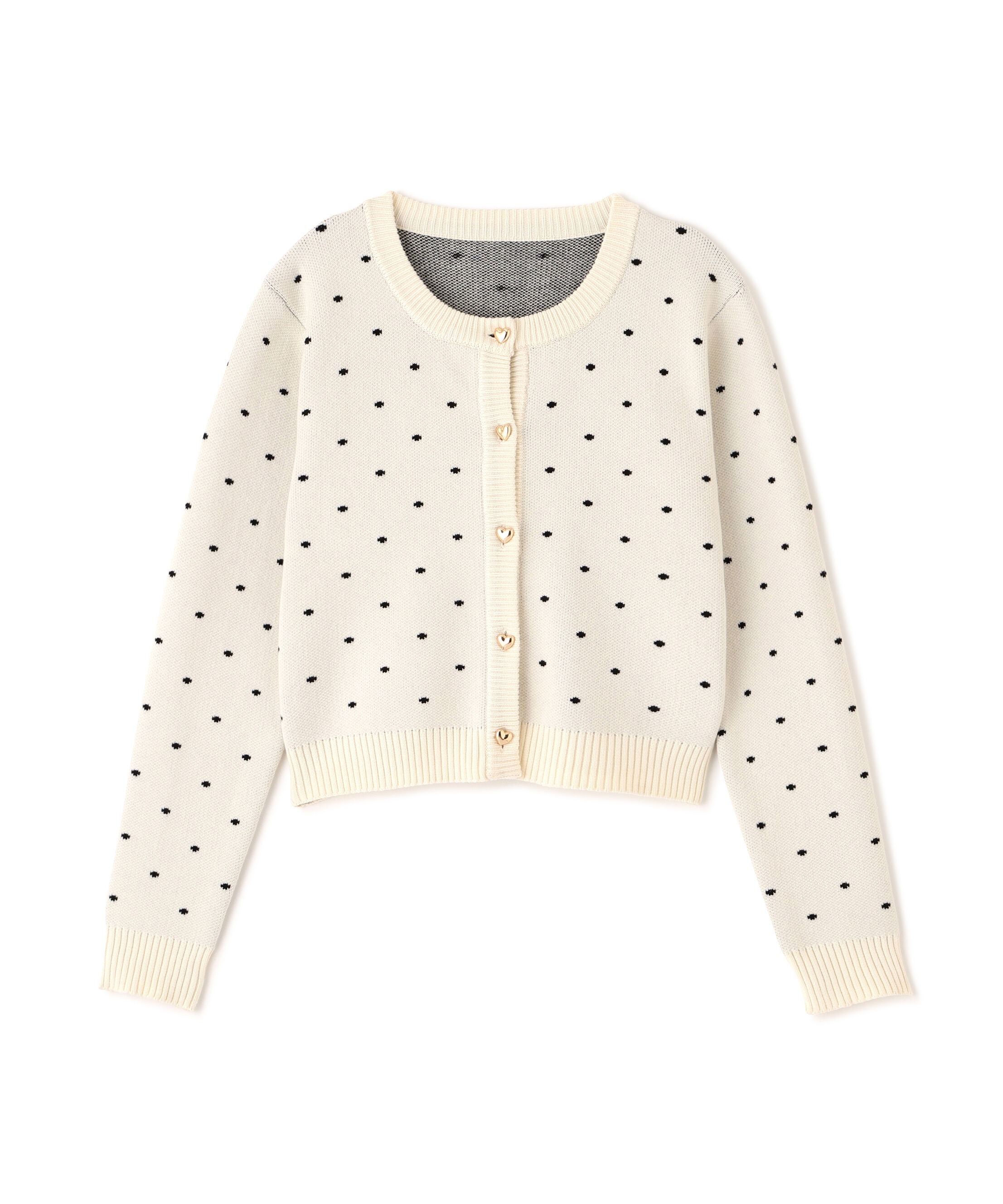  「ハートボタンドット柄カーディガン」|ニット・セーター|