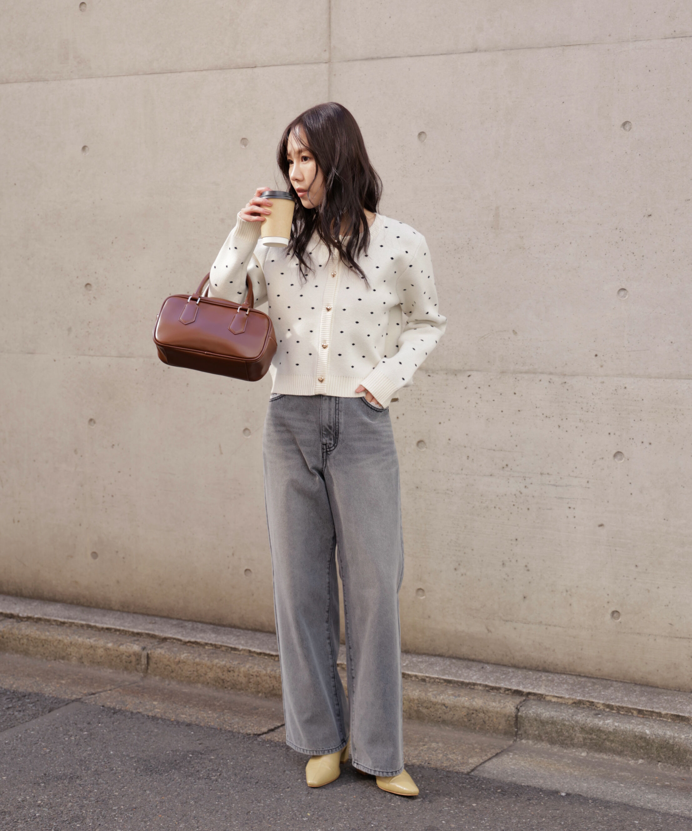  「ハートボタンドット柄カーディガン」|ニット・セーター|