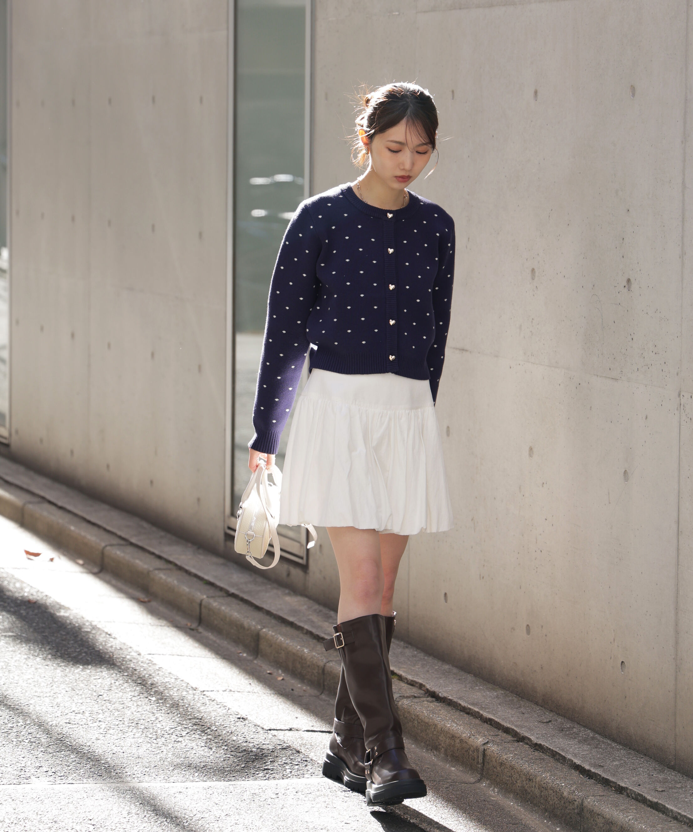  「ハートボタンドット柄カーディガン」|ニット・セーター|