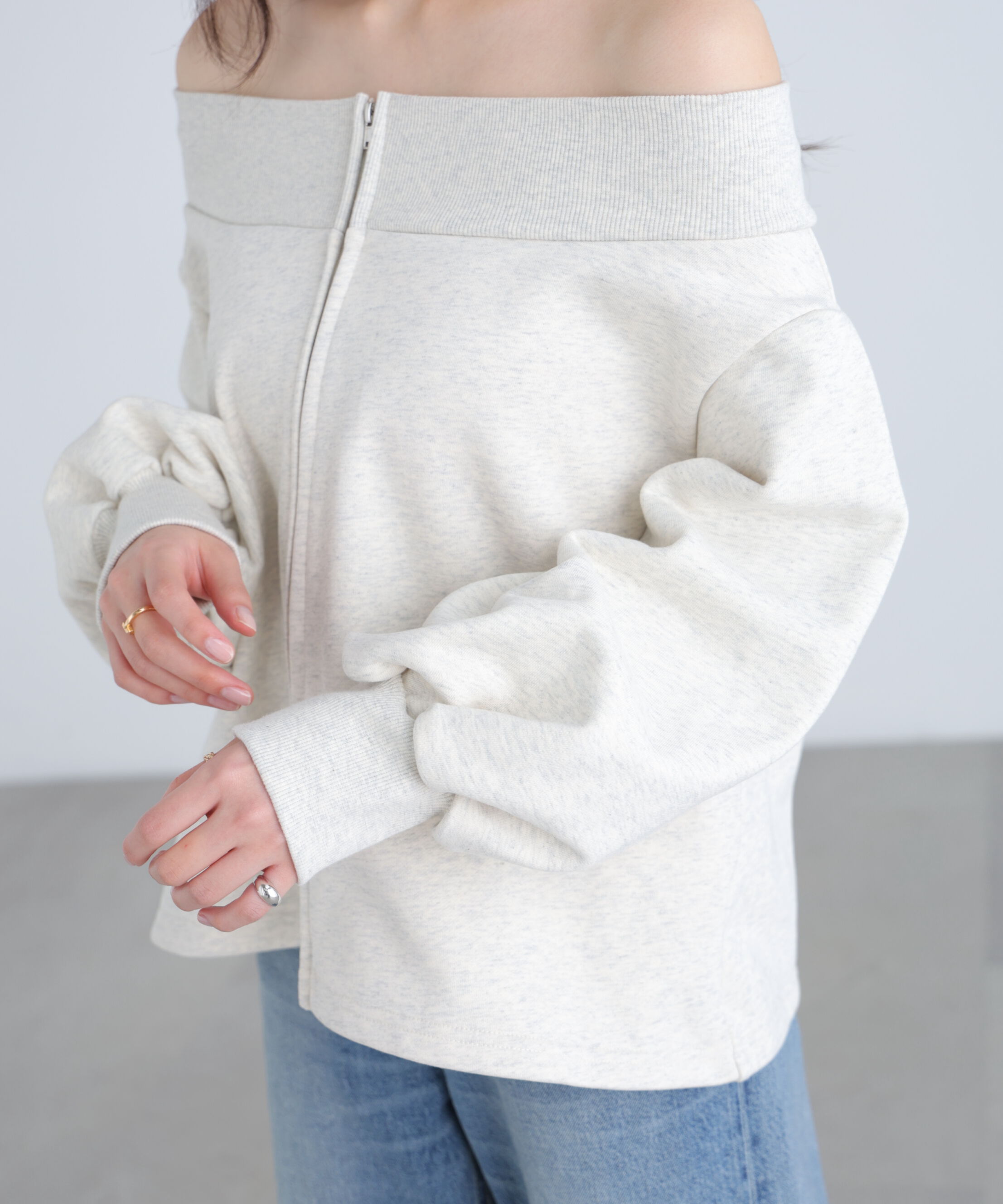  「袖バルーンオフショルZIPカットソー」|Tシャツ・カットソー|