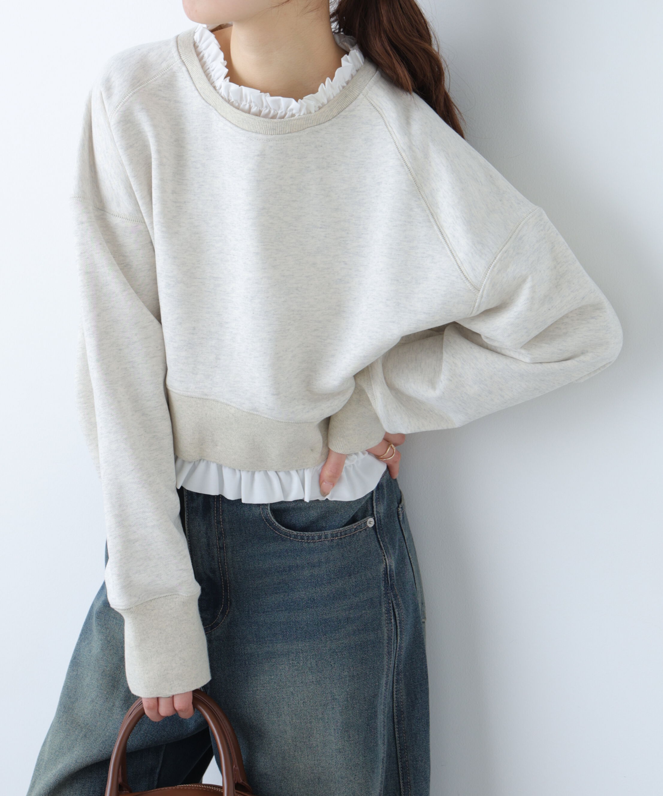  「フリルドッキングスウェット」|Tシャツ・カットソー|オートミール1