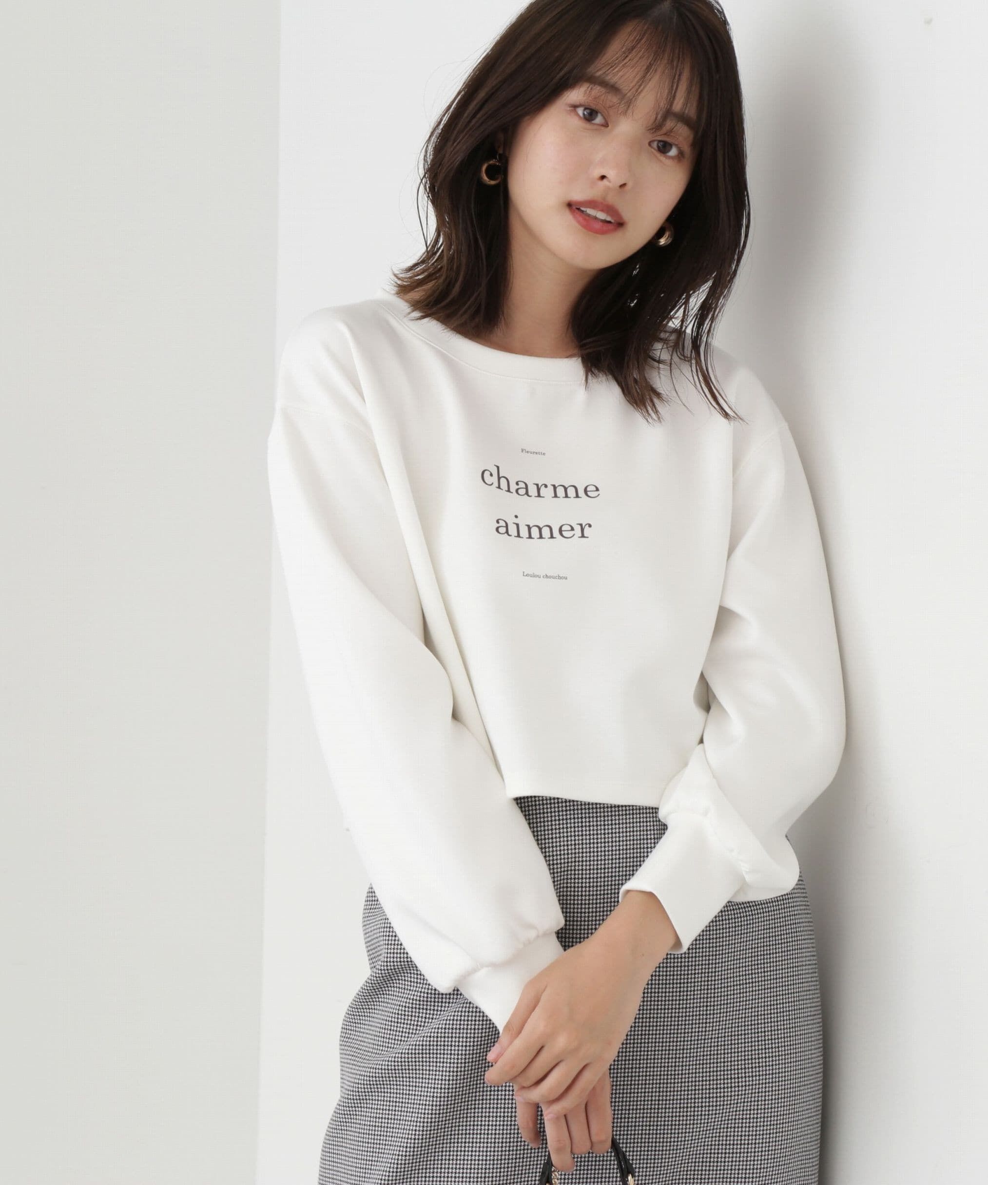 PROPORTION BODY DRESSING「ロゴデザインショート丈プルオーバー」|Tシャツ・カットソー|エクリュ1
