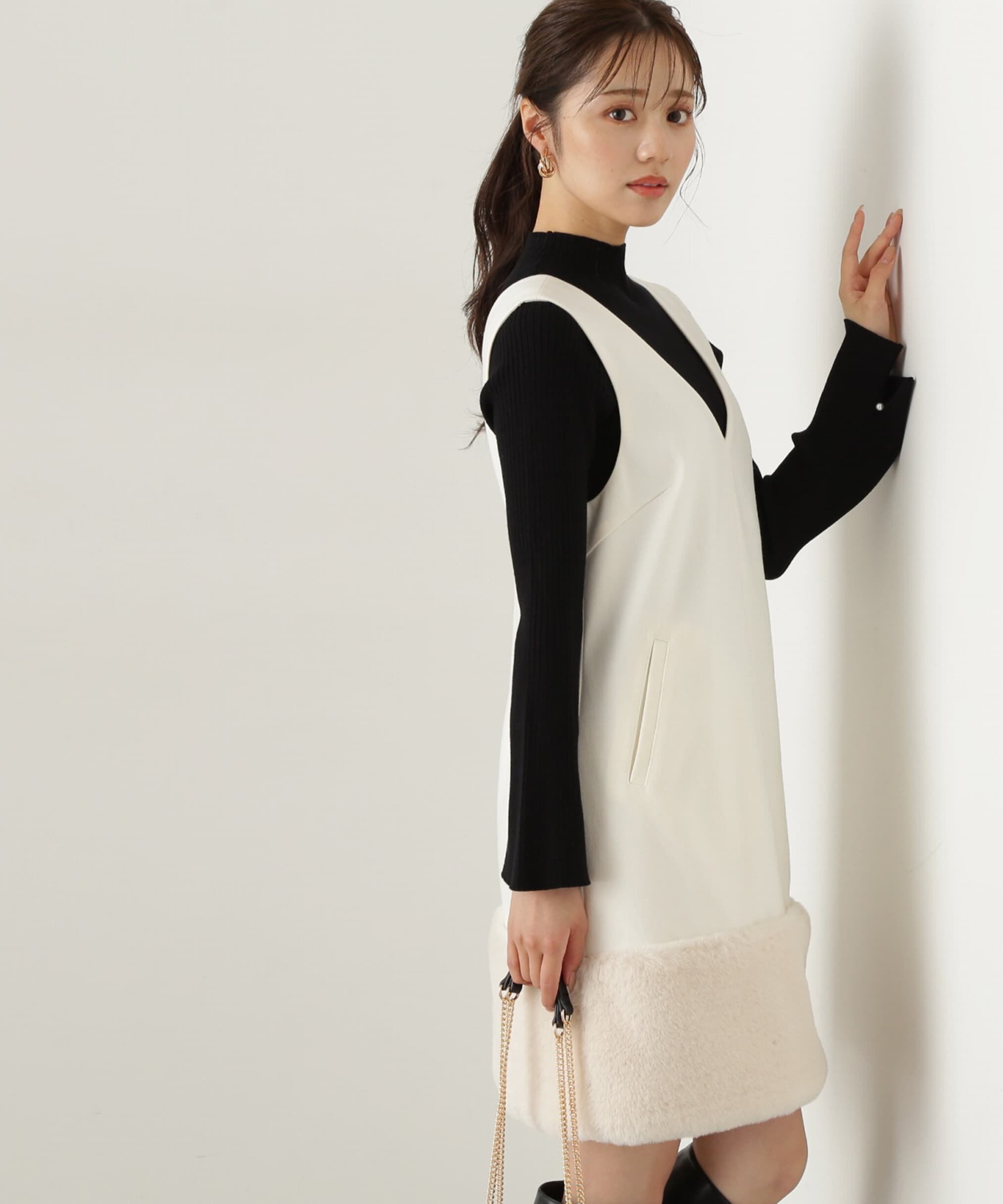 PROPORTION BODY DRESSING「パールボタンモックネックリブニット　24AW」|ニット・セーター|