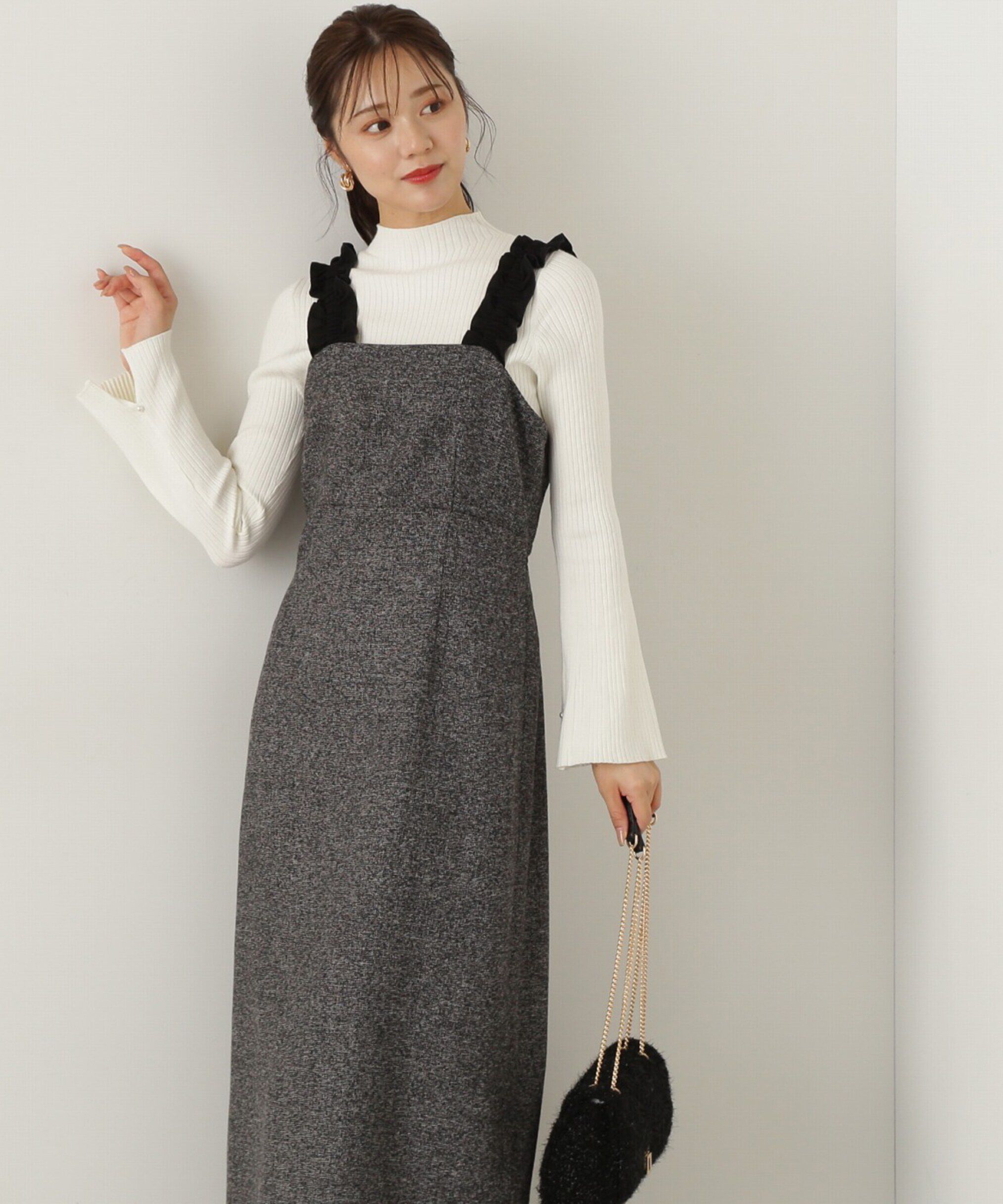 PROPORTION BODY DRESSING「パールボタンモックネックリブニット　24AW」|ニット・セーター|