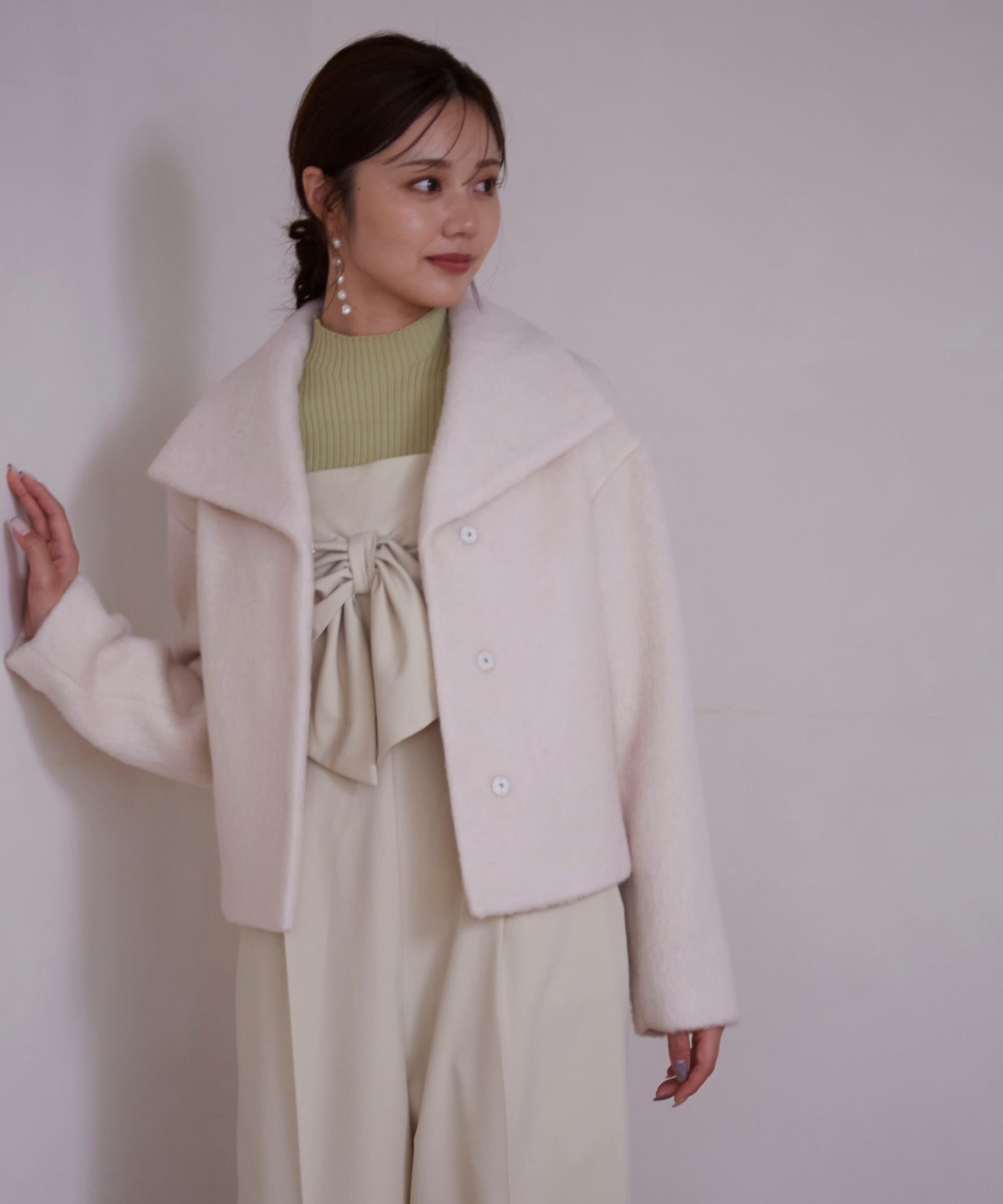 PROPORTION BODY DRESSING「パールボタンモックネックリブニット　24AW」|ニット・セーター|