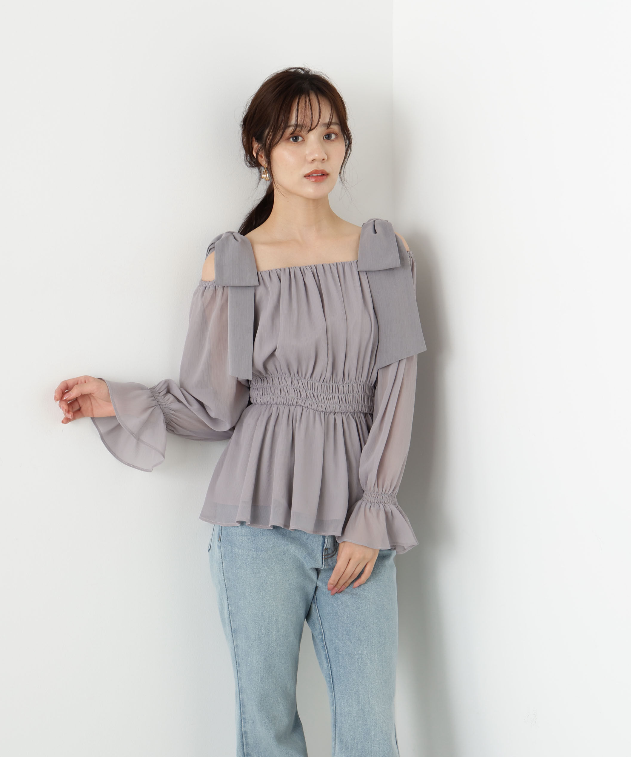 PROPORTION BODY DRESSING「ショルダーリボンシャーリングブラウス　25AW」|シャツ・ブラウス|