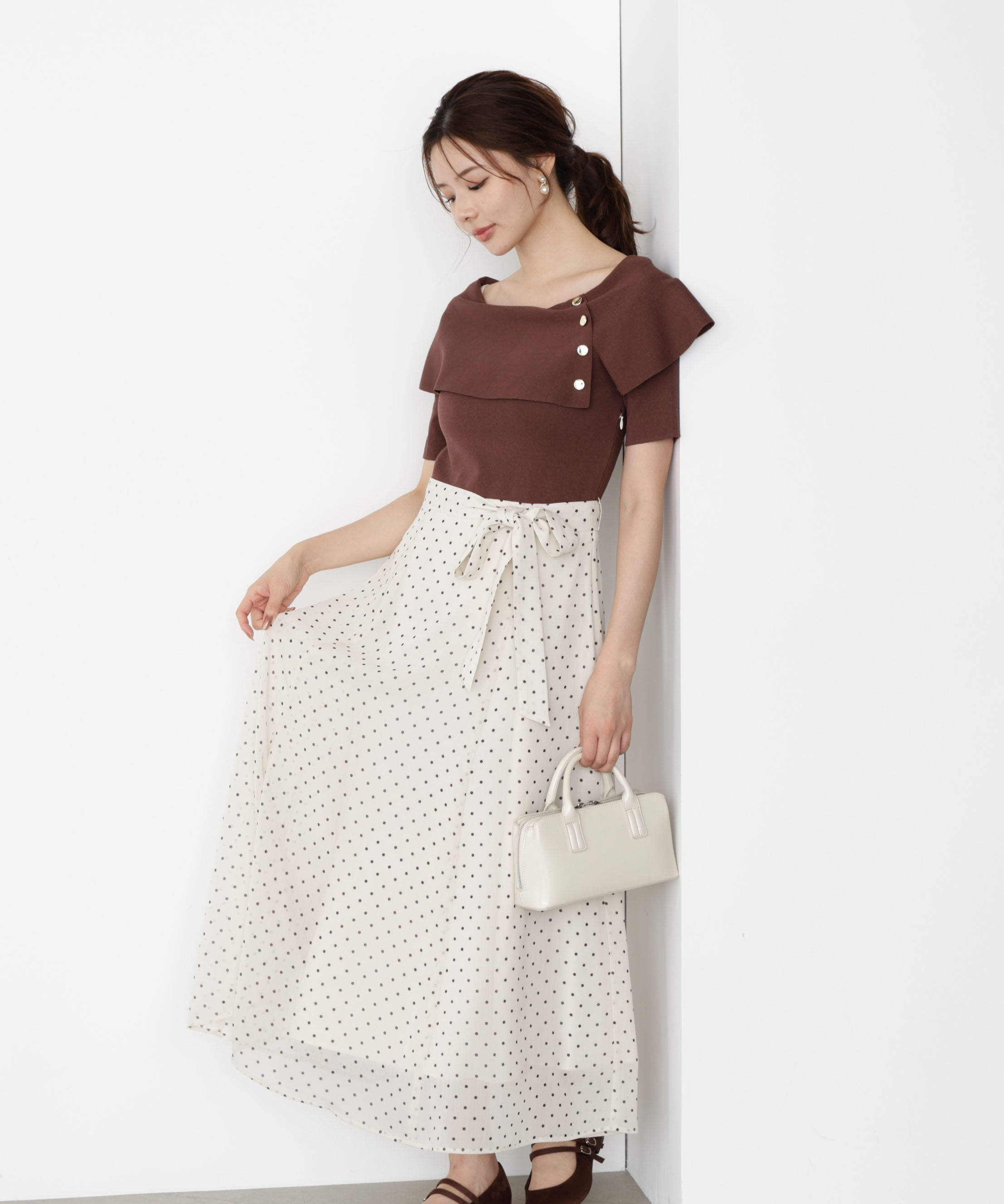 PROPORTION BODY DRESSING「ケープ風ニットドッキングワンピース 25AW」|ワンピース|