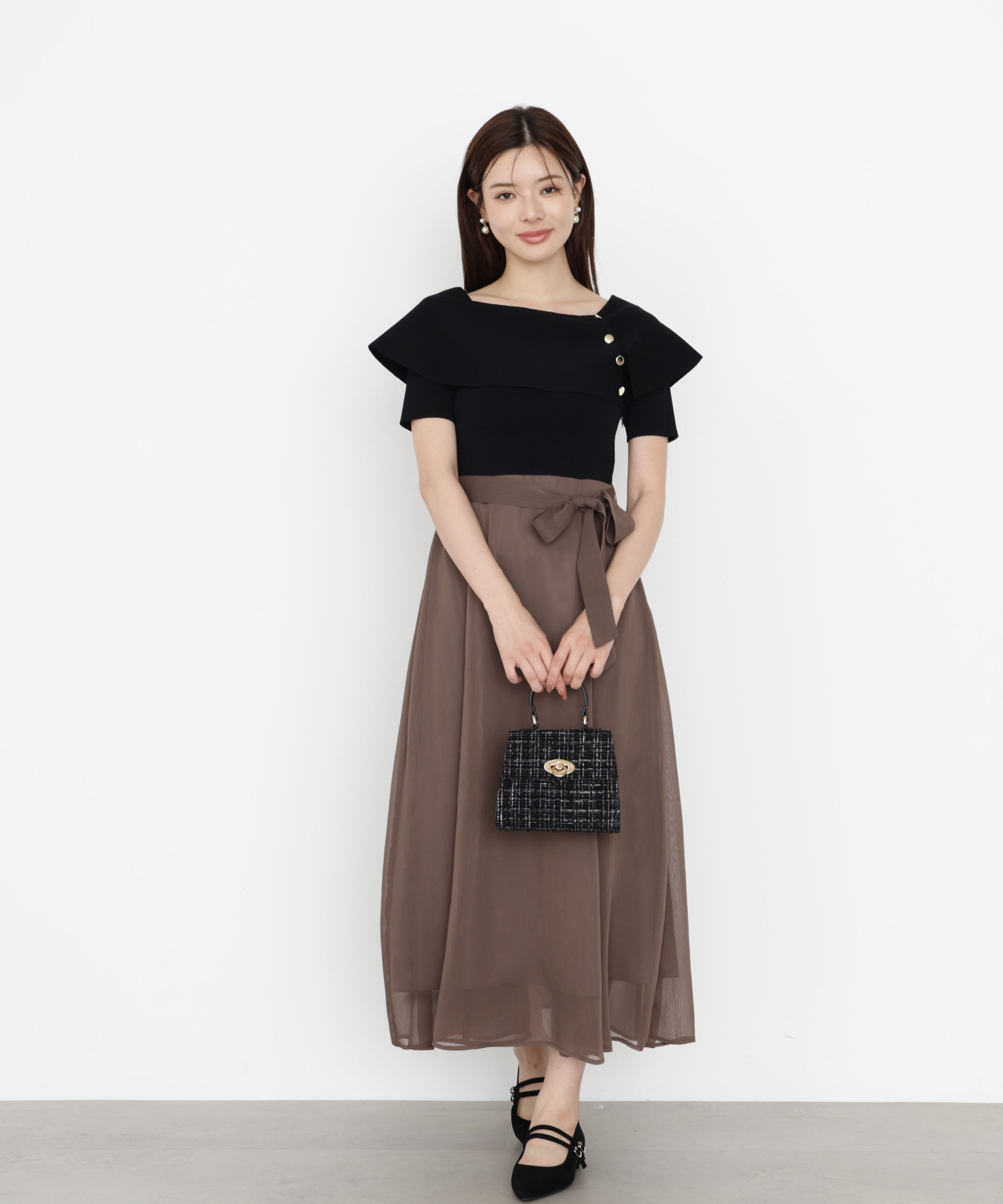 PROPORTION BODY DRESSING「ケープ風ニットドッキングワンピース 25AW」|ワンピース|