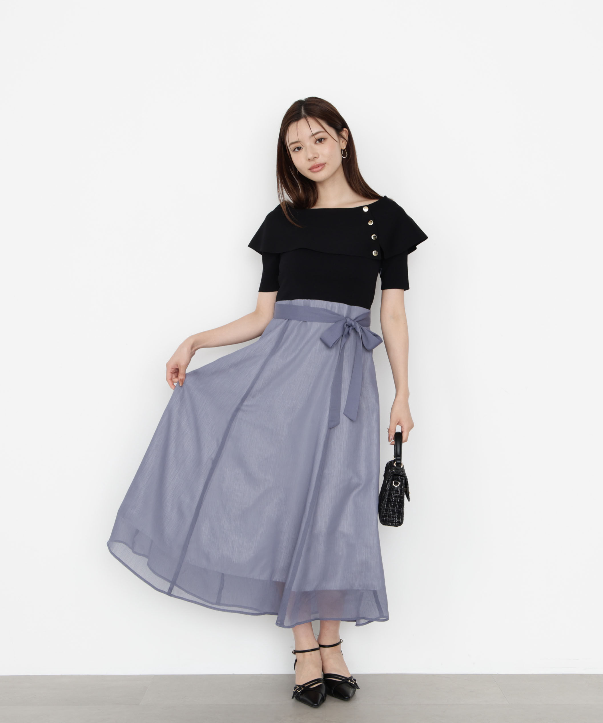 PROPORTION BODY DRESSING「ケープ風ニットドッキングワンピース 25AW」|ワンピース|